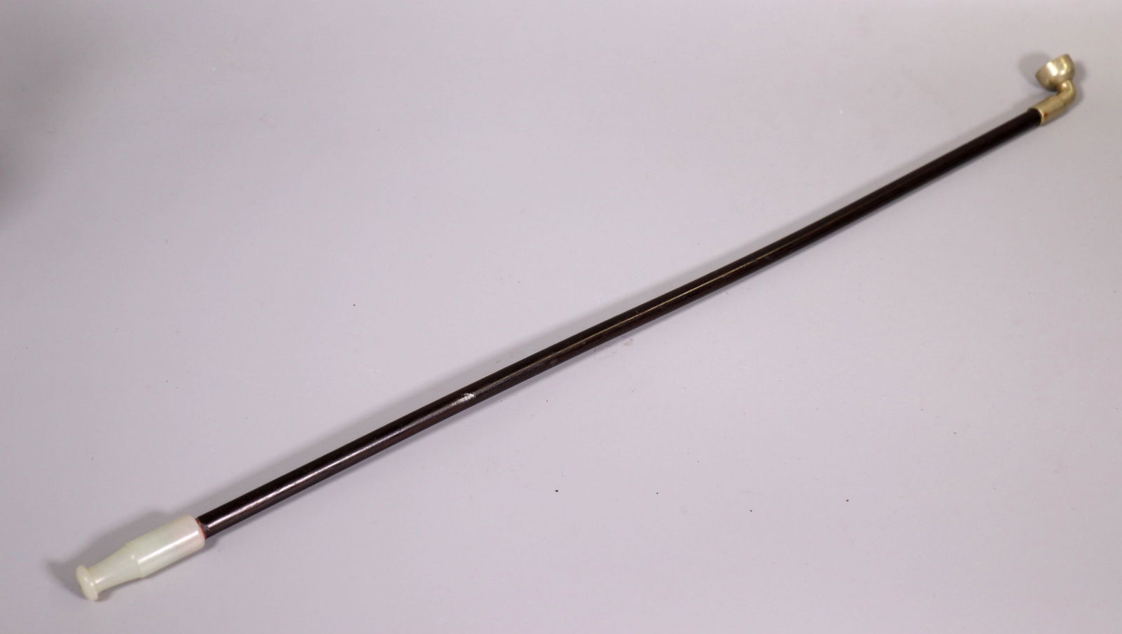 Chinese 19 C Opium Pipe Black Wood Baitong Jade (1 of 5)