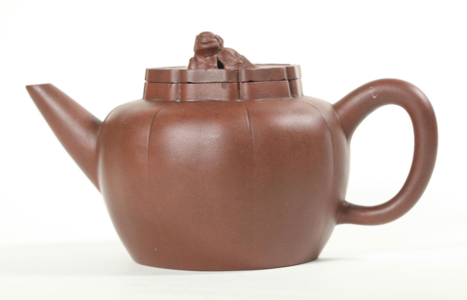 Chinese Qing Yixing Melon & Fu Dog Teapot (1 of 5)