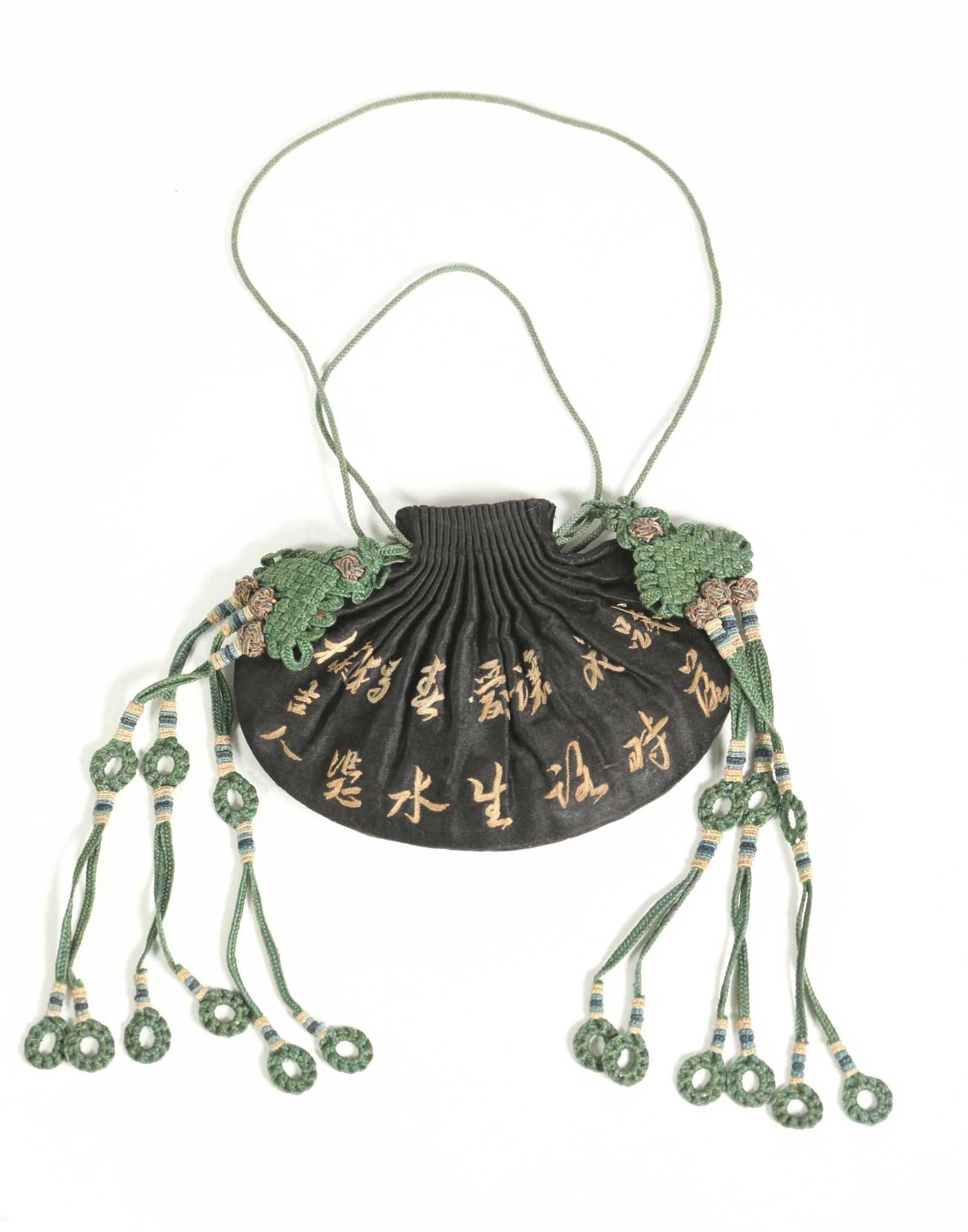 Chinese 19 C Embroidered Silk Hanging Pocket (1 of 4)