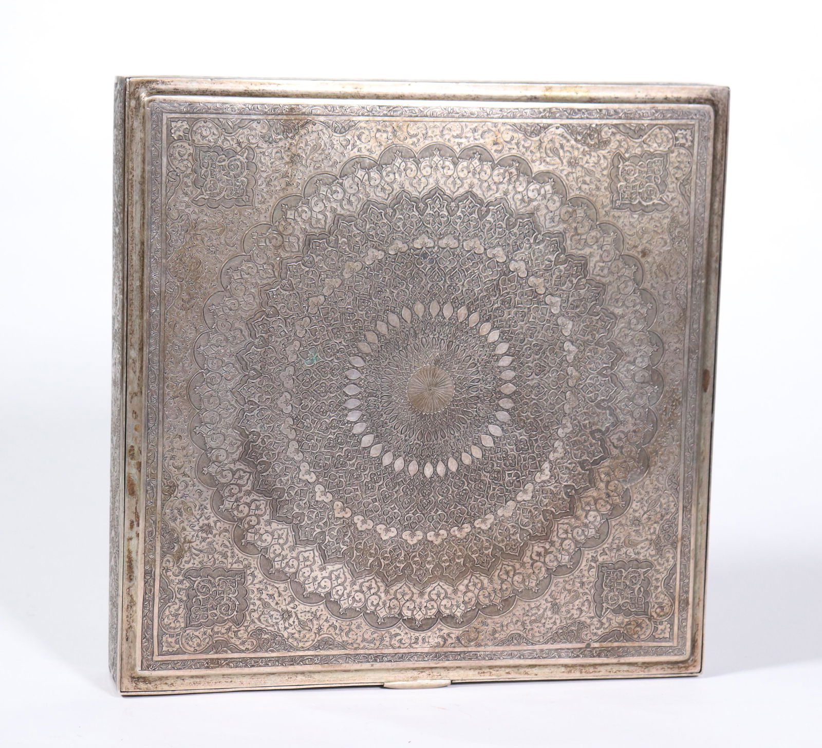 Persian Engraved Silver Presentation Box (1 of 7)