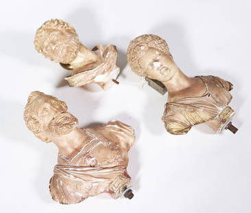 3 European Artist Plaster Sculptures: 3 European Artist Plasters: "Henri IV and Marie de Medici" in Roman Costume after the original bronzes by Guillaume Dupre, and "Seneca" after an Antique bronze. Height of Henri & Marie approximately 8