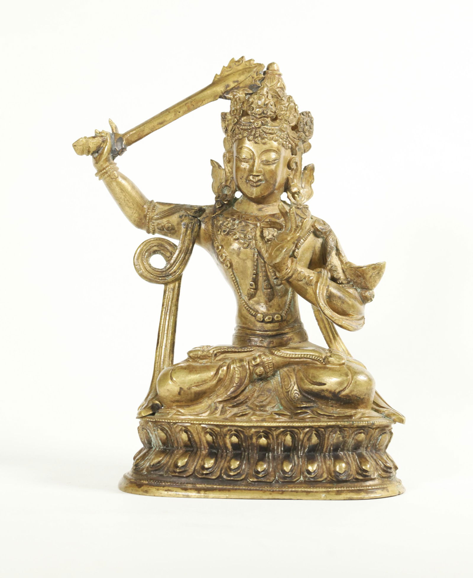 Tibetan Manjushri Bronze Buddha on Lotus Throne (1 of 5)