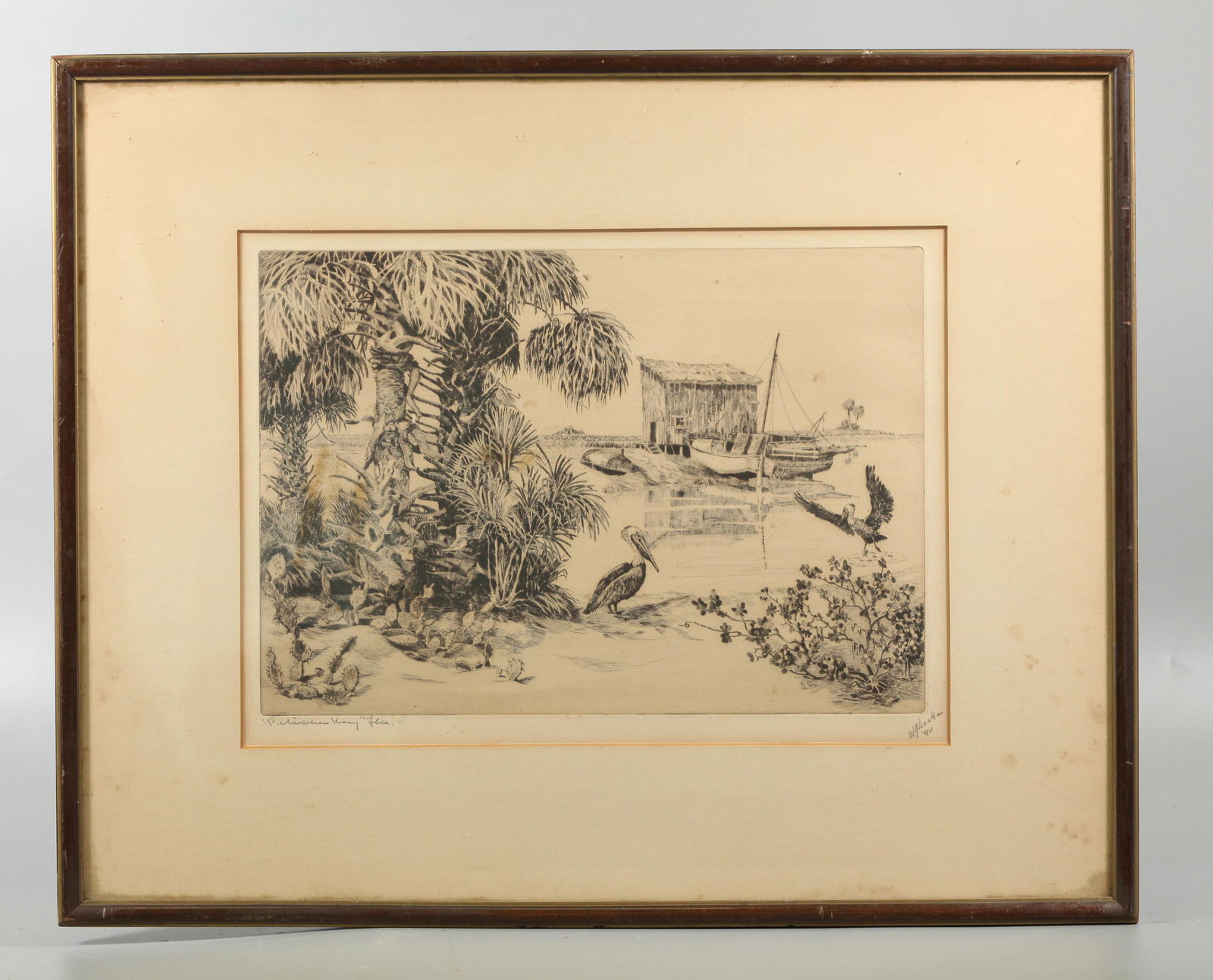 W R Locke; Pelican Key Etching, AAA Label (1 of 8)