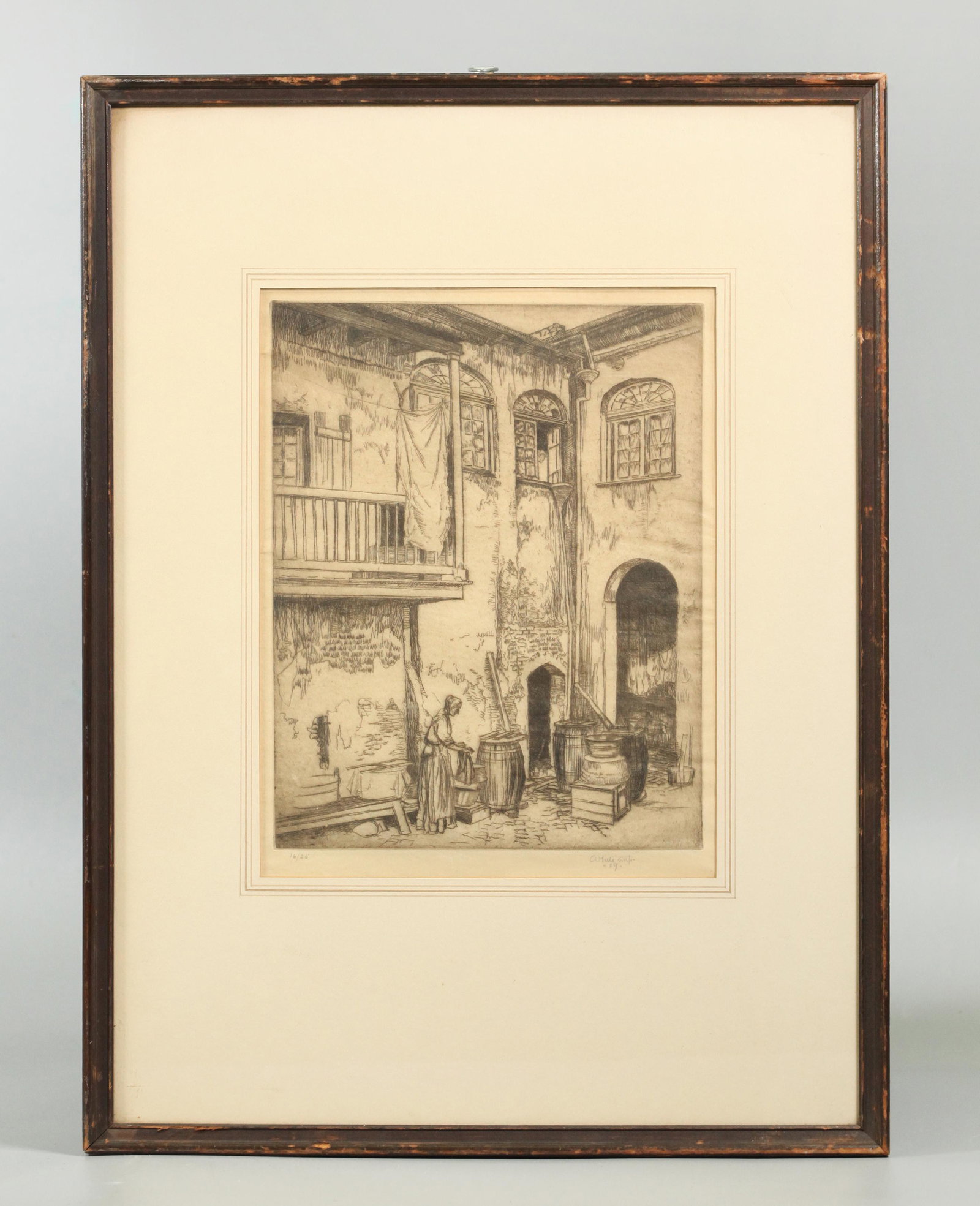 Lady Washing Etching Signed White 1909 (1 of 8)