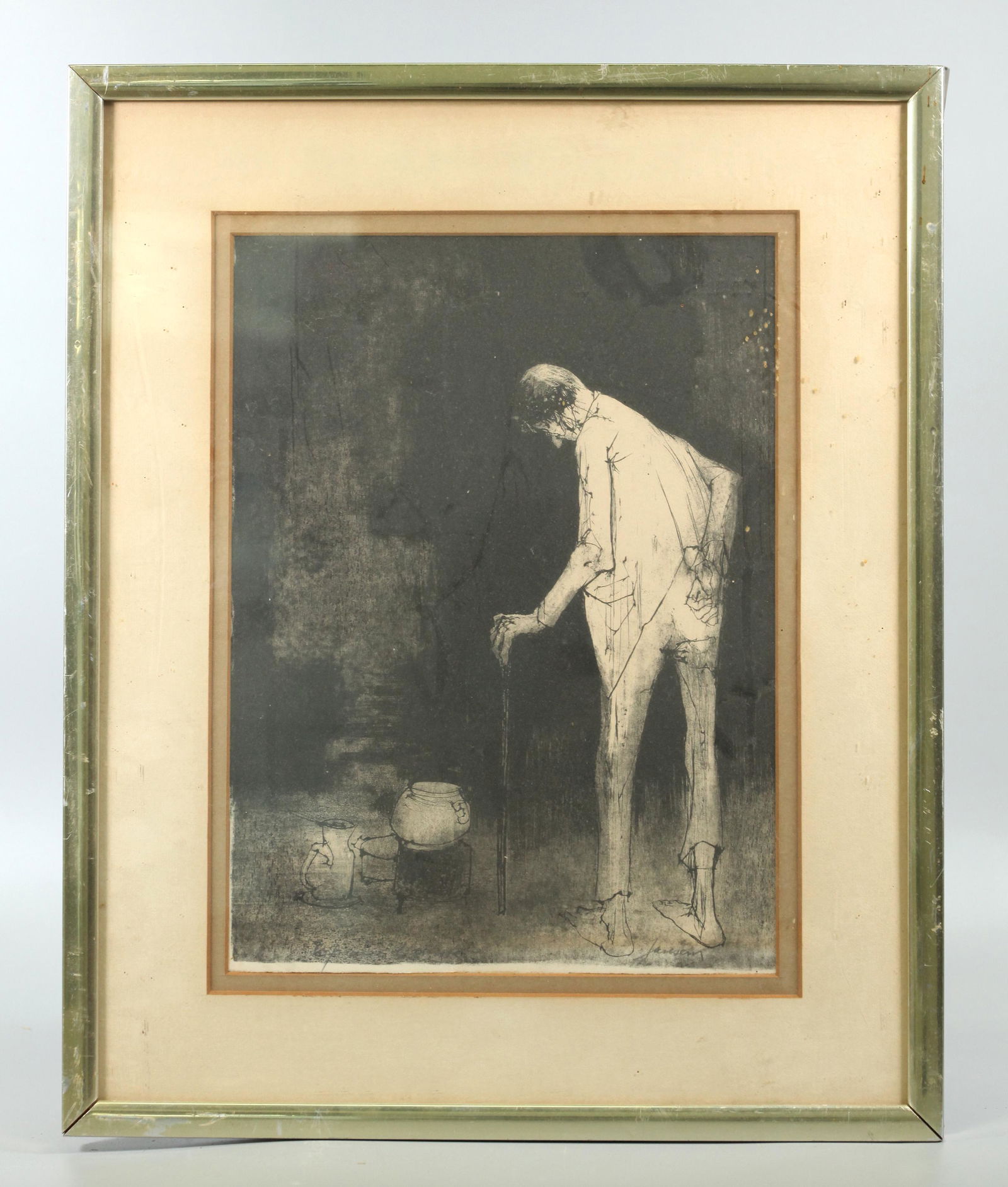 Jean Jansem; Print of Man & Pots, Signed (1 of 5)