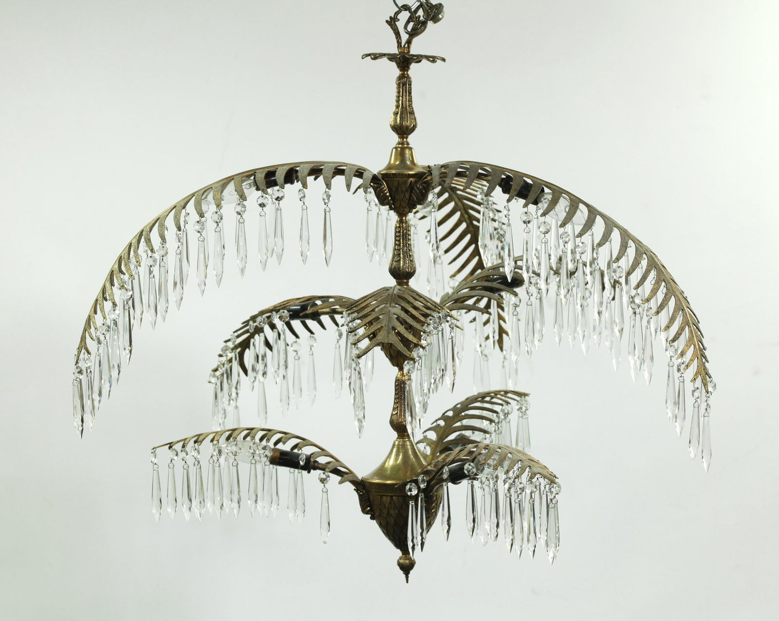 Hollywood Regency Crystal Drop Palm Chandelier (1 of 9)