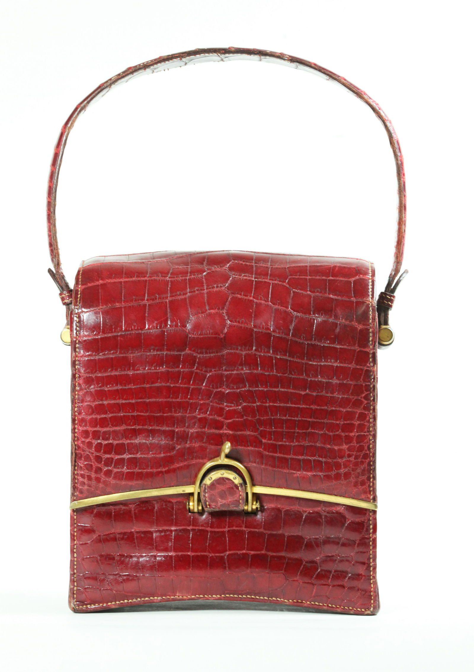 Rare Vintage Hermes Red Alligator Handbag (1 of 6)