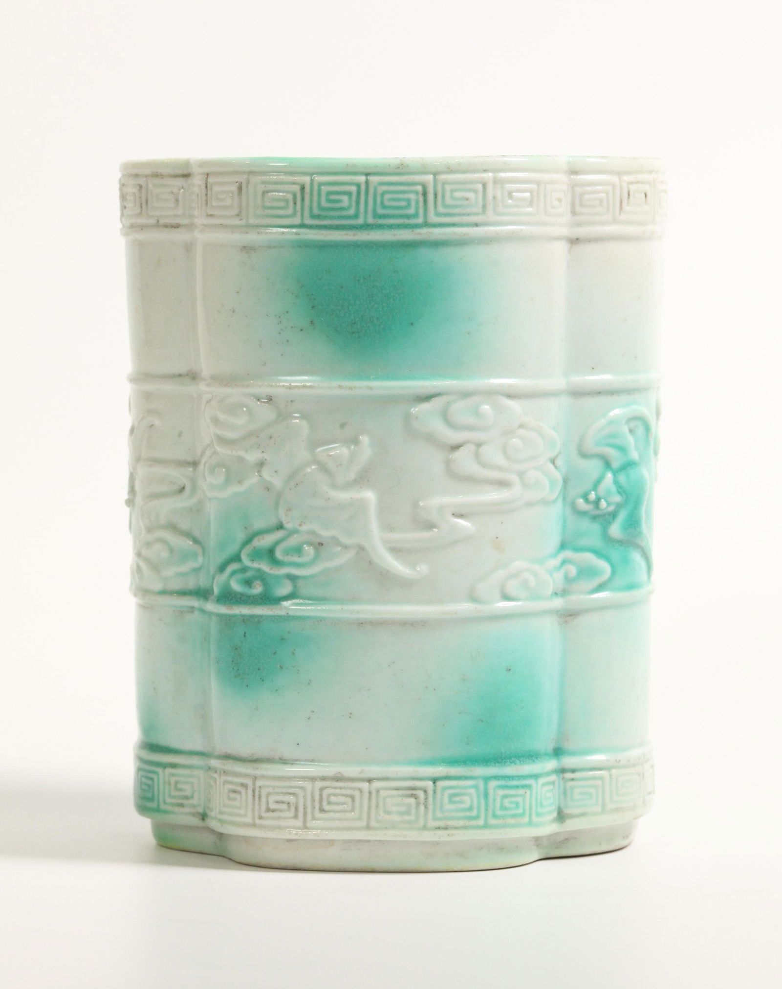 Chinese Quatrefoil Porcelain Brush Pot (1 of 5)