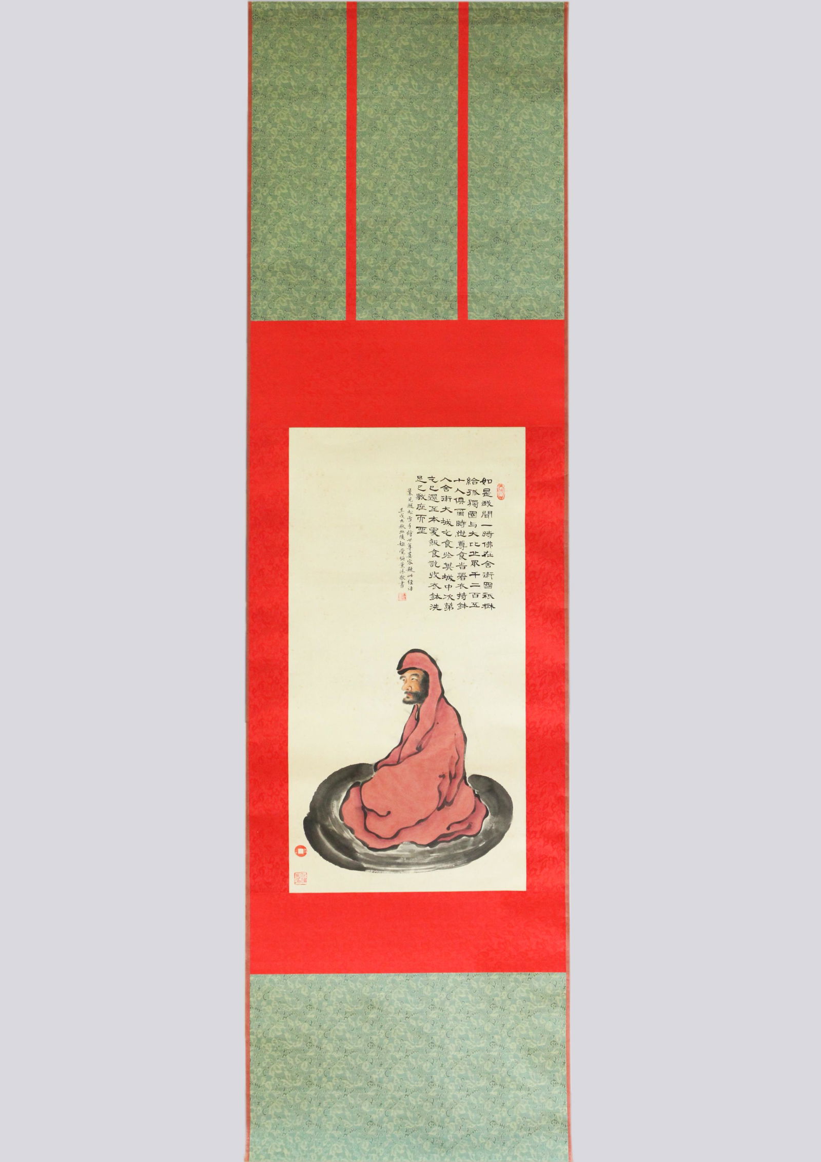 Chinese Scroll Painting; Damo & Calligraphy (1 of 7)