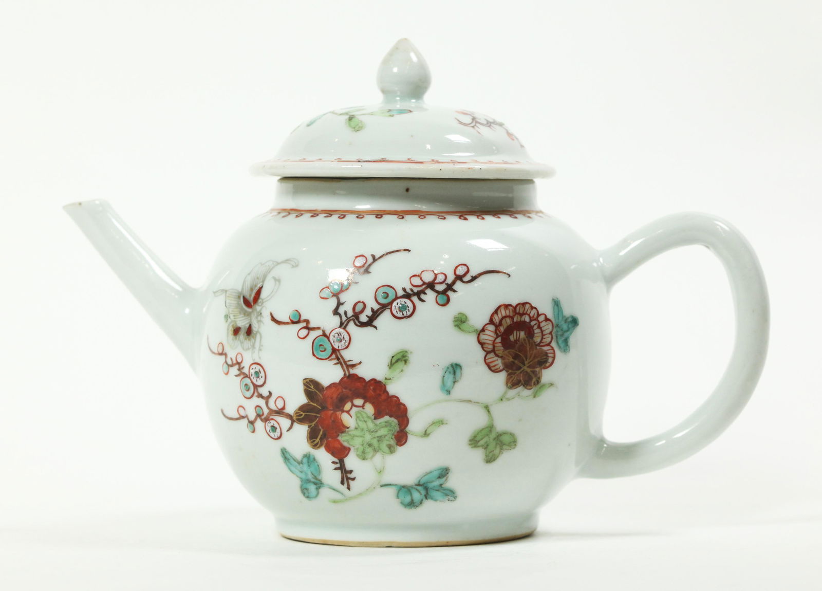 Chinese 18 C Floral Enameled Porcelain Teapot (1 of 5)