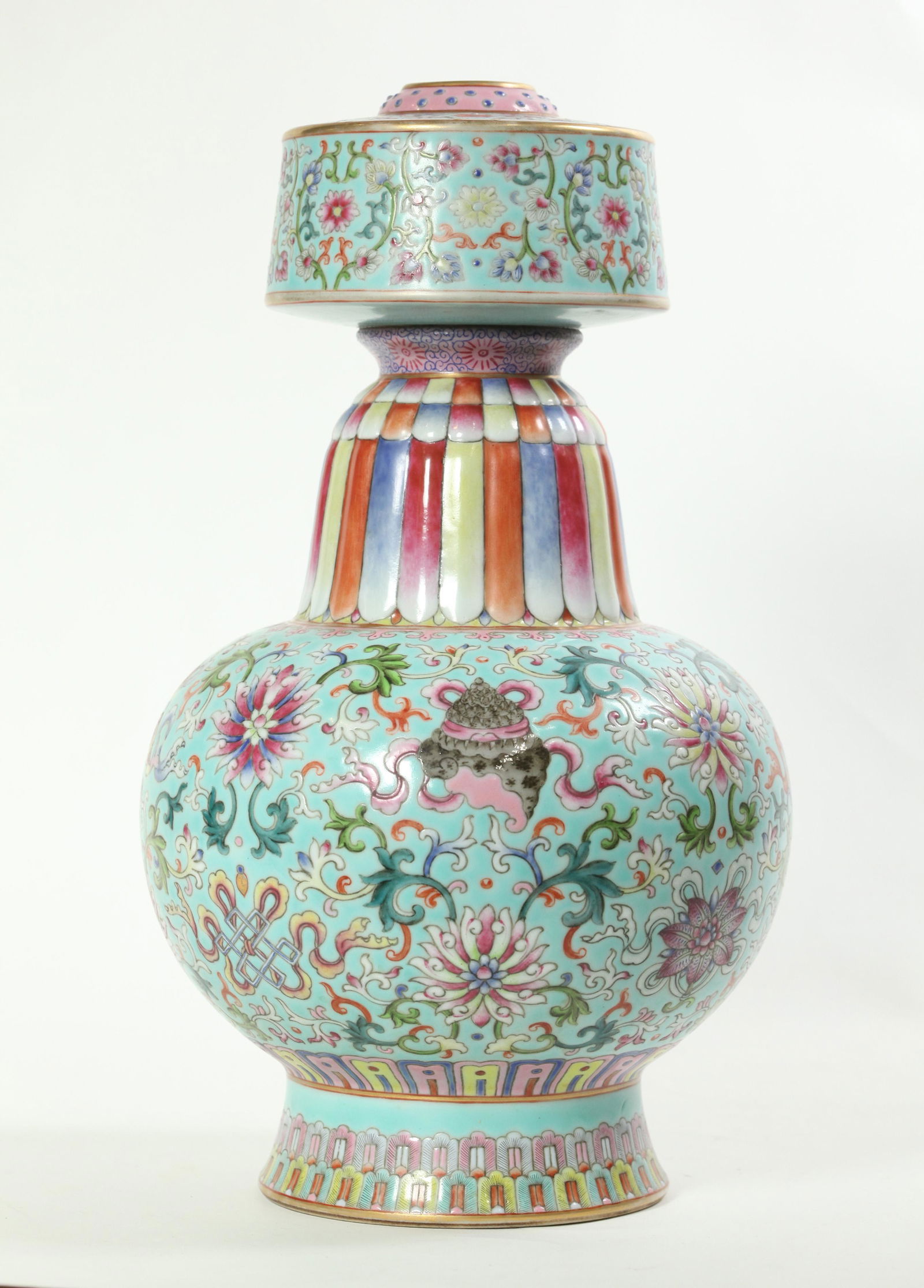 Chinese Buddhist Famille Rose Porcelain Altar Vase (1 of 5)