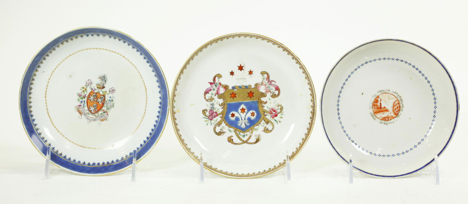 3 Chinese 18 C Armorial & Export Porcelain Plates (1 of 5)