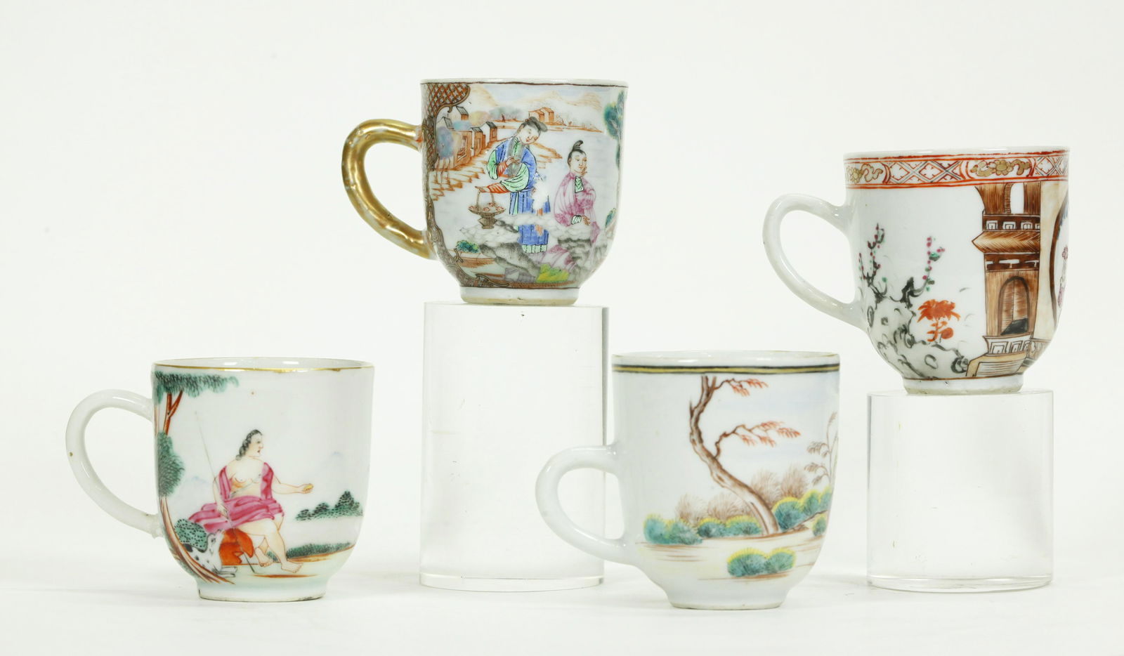 4 Rare Chinese Porcelain Coffee Cups, H Moog (1 of 6)