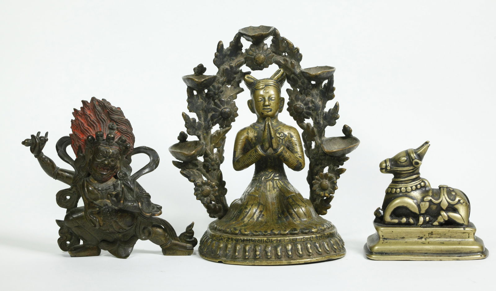 3 Tibetan Bronze Figures; Mahakala Acolyte Bull (1 of 6)