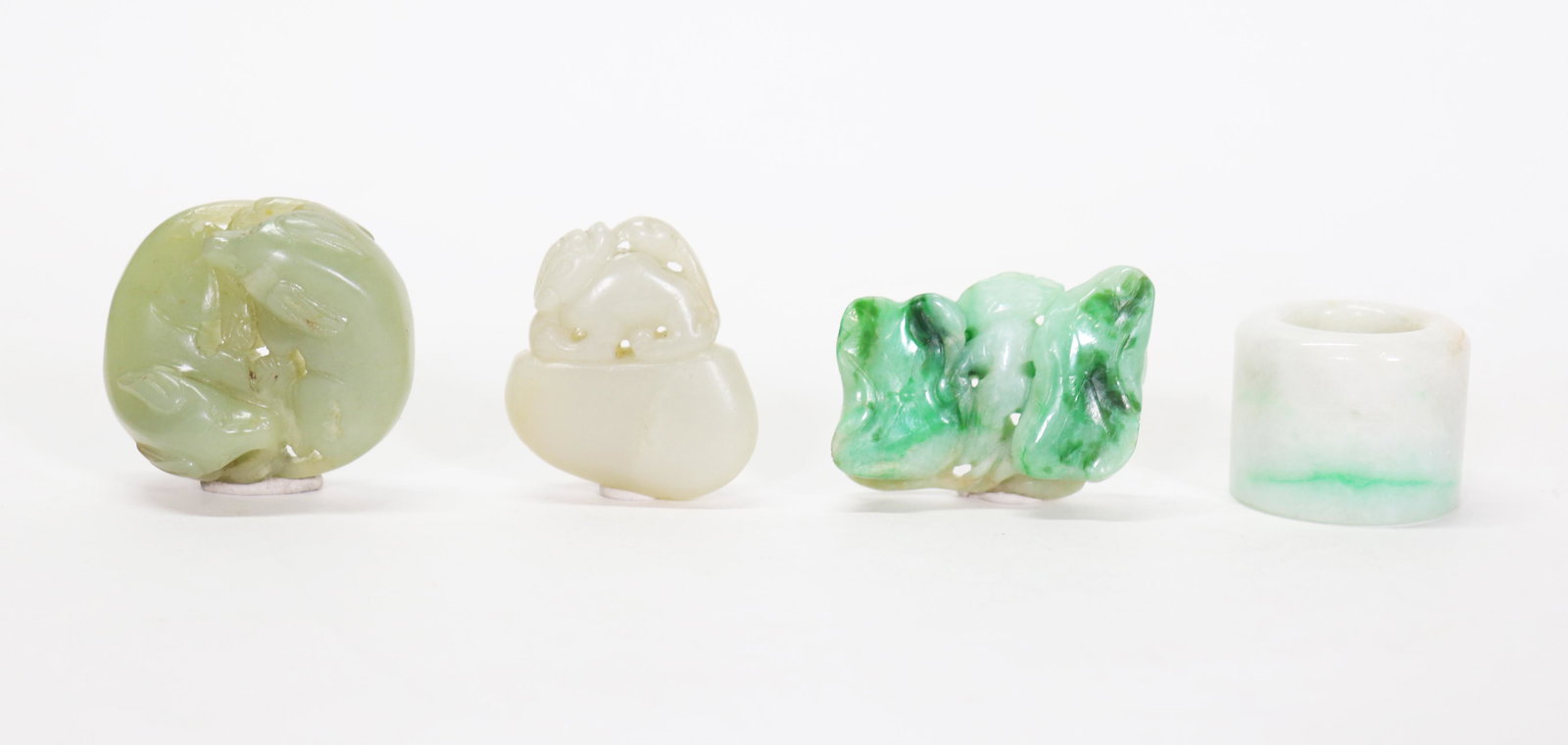 2 Chinese Qing Carved Jadeites; 2 Jade Hardstone (1 of 8)