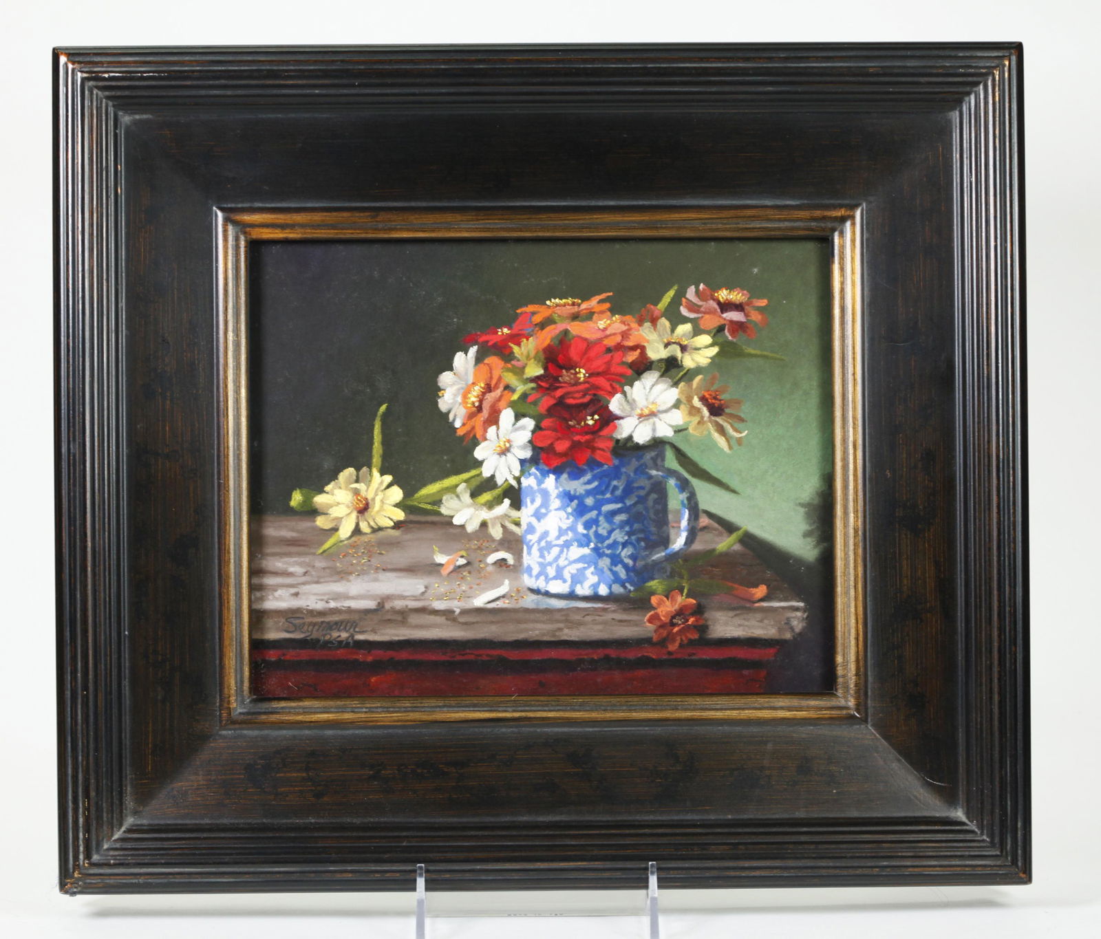 Claudia Seymour; Pastel Zinnias Museum UV Frame (1 of 6)