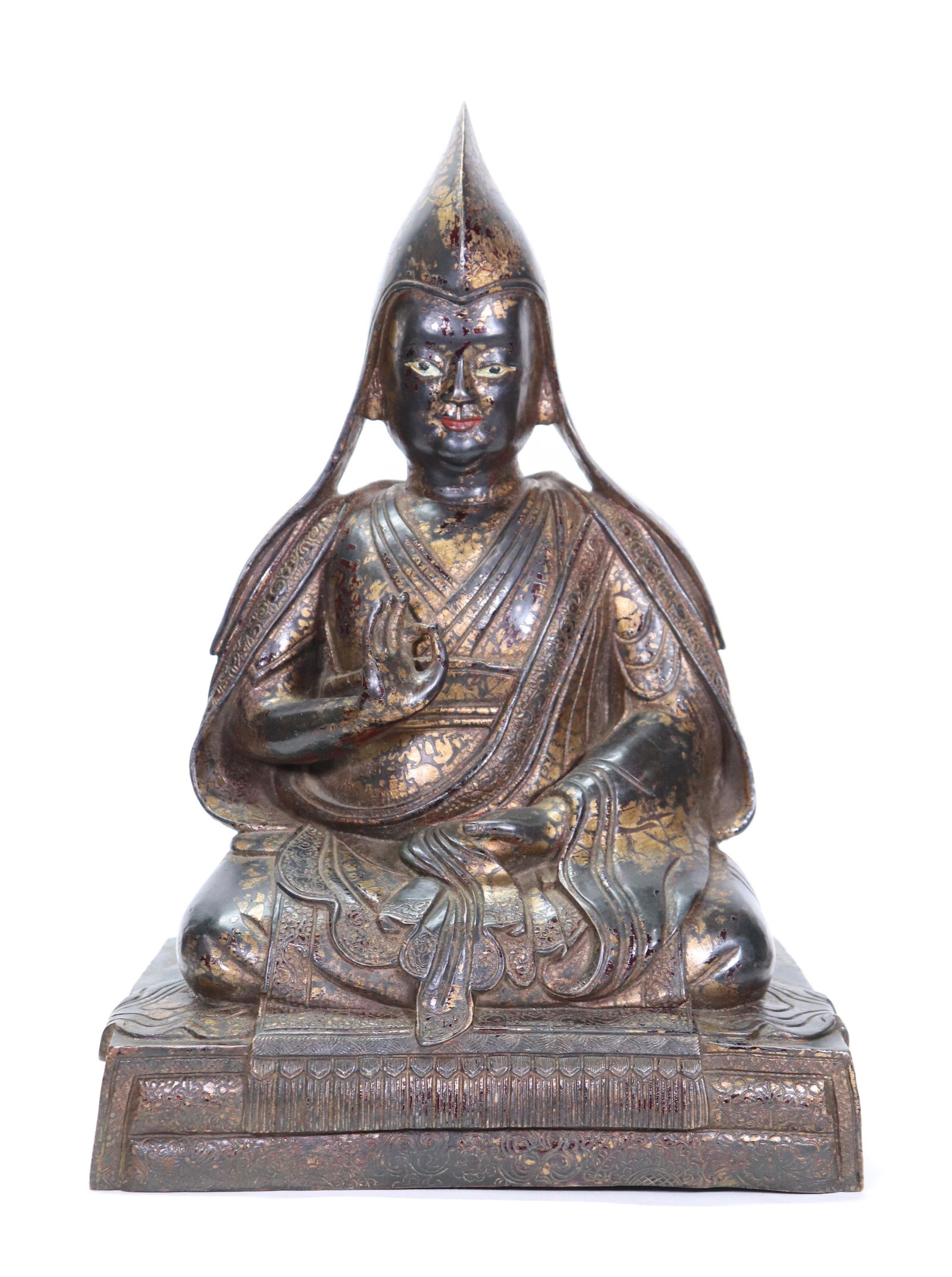 Large Tibetan Bronze Seated Lama Un-Sealed Base (1 of 5)