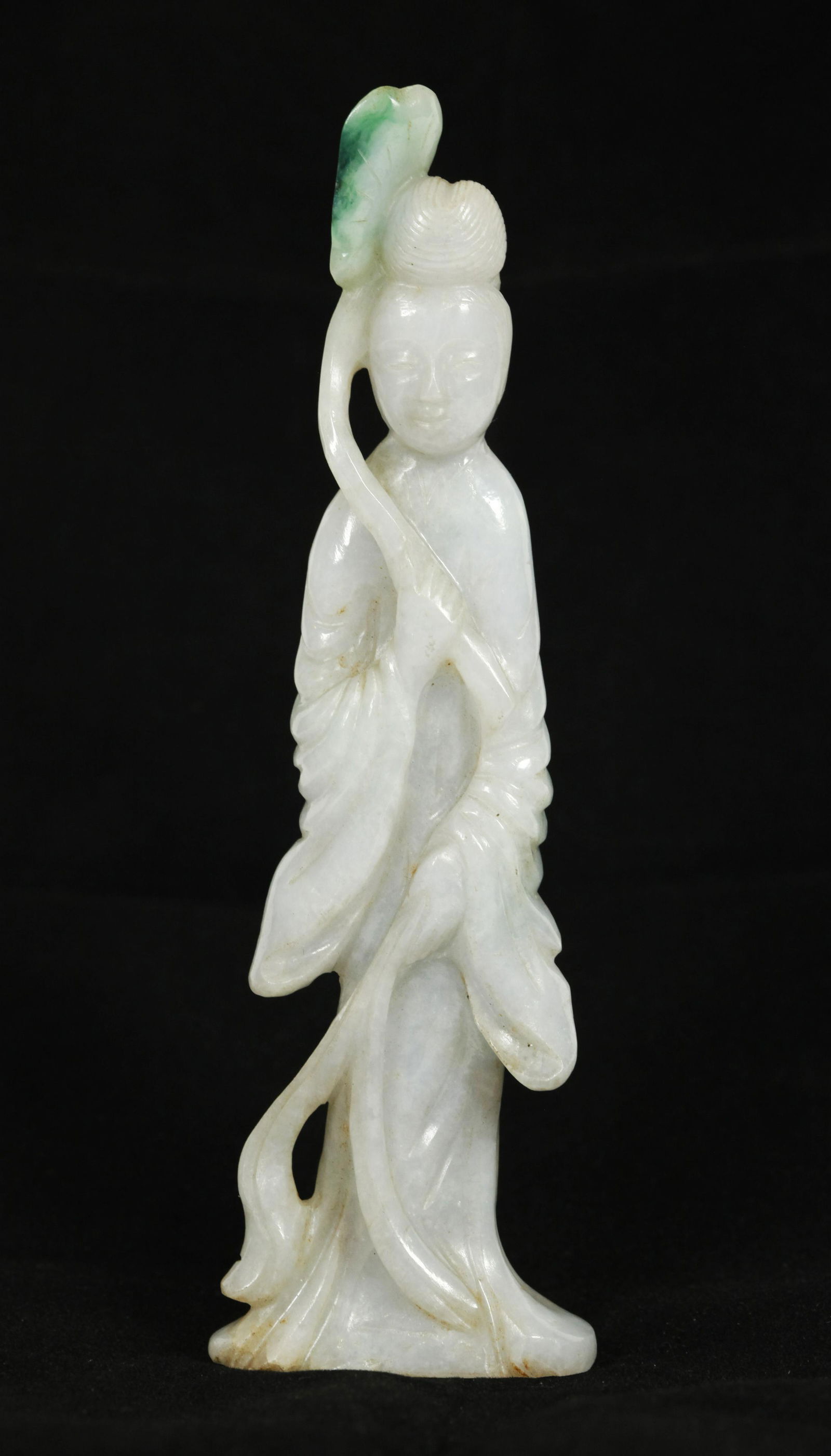 Chinese Jadeite Lady Immortal Standing w Lingzhi (1 of 4)