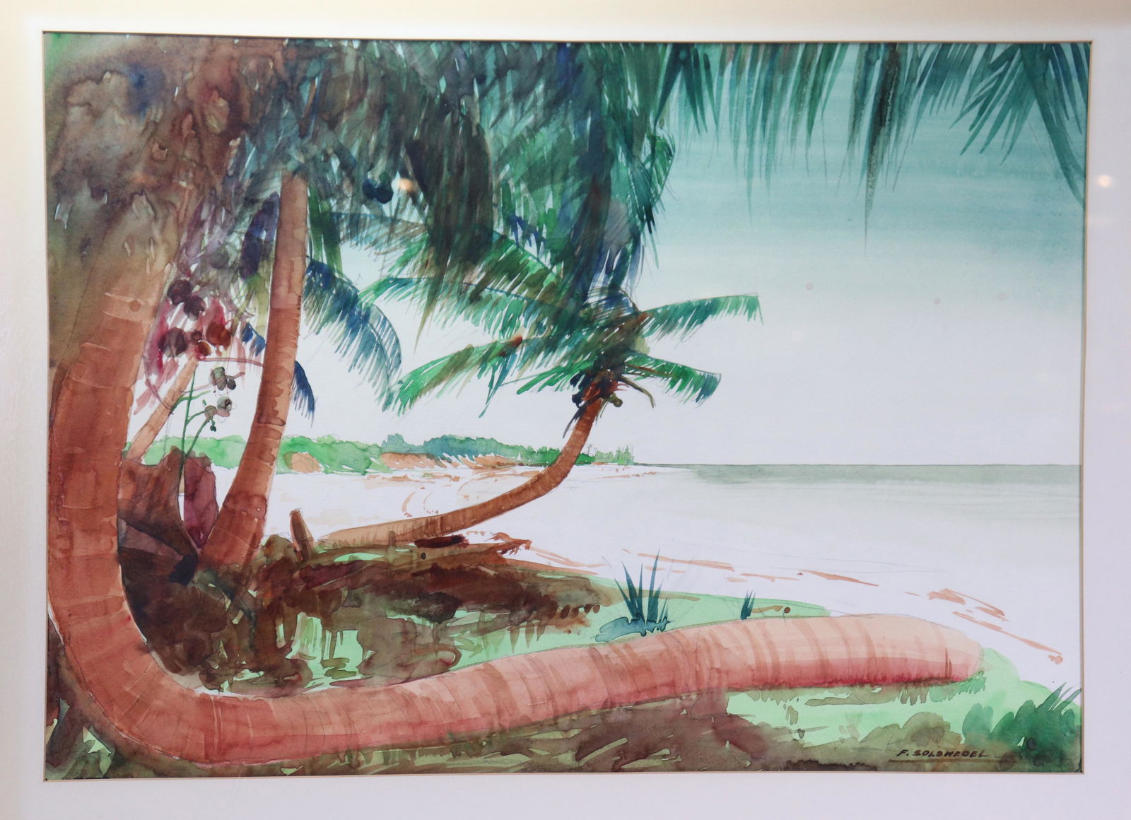 Fredric Soldwedel Watercolor Coconut Palms & Shore (1 of 5)