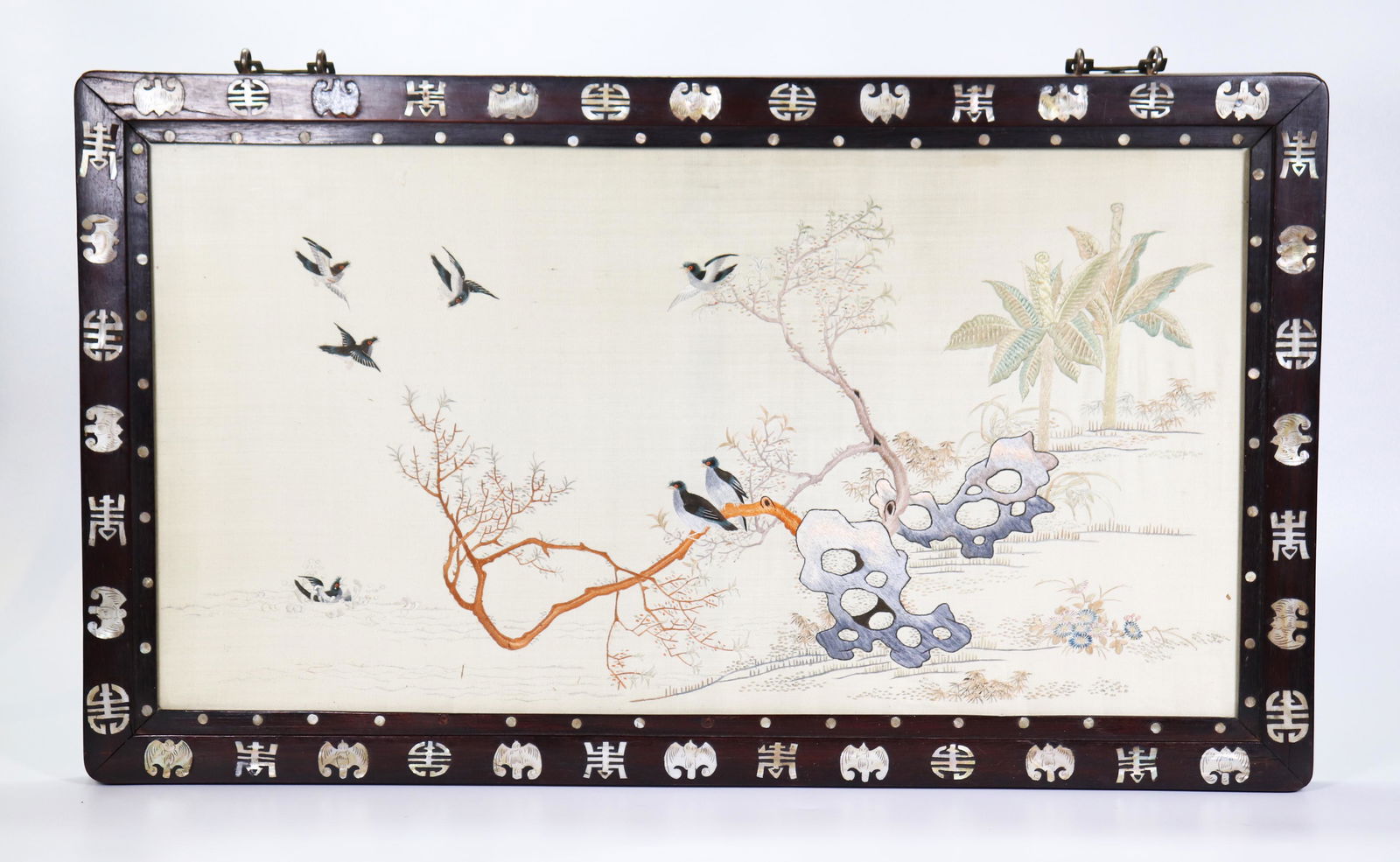 Chinese Horizontal Embroidery Inlay Hardwood Frame (1 of 6)