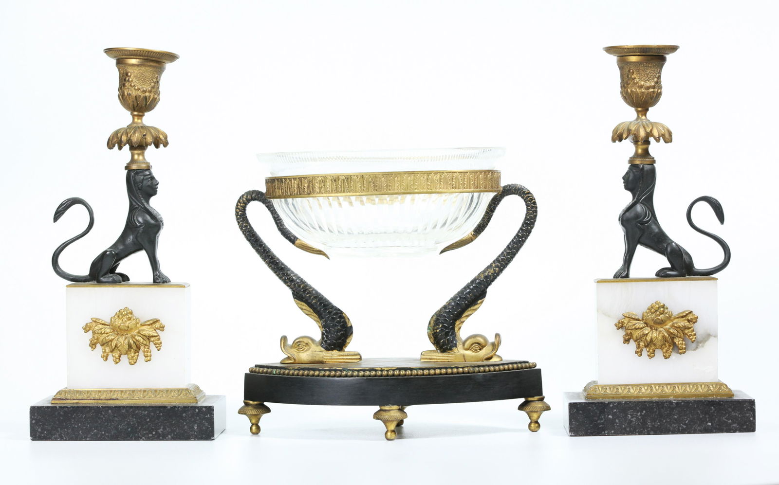 Empire Style Bronze Epergne & Sphinx Candlesticks (1 of 7)