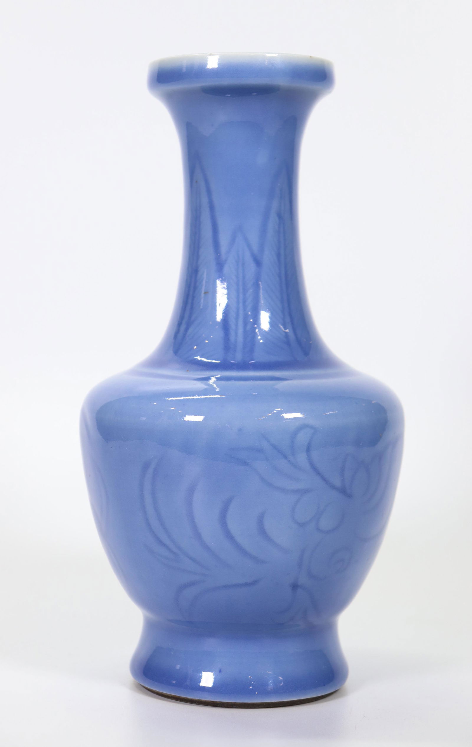 Chinese Incised Claire-de-Lune Porcelain Vase (1 of 5)