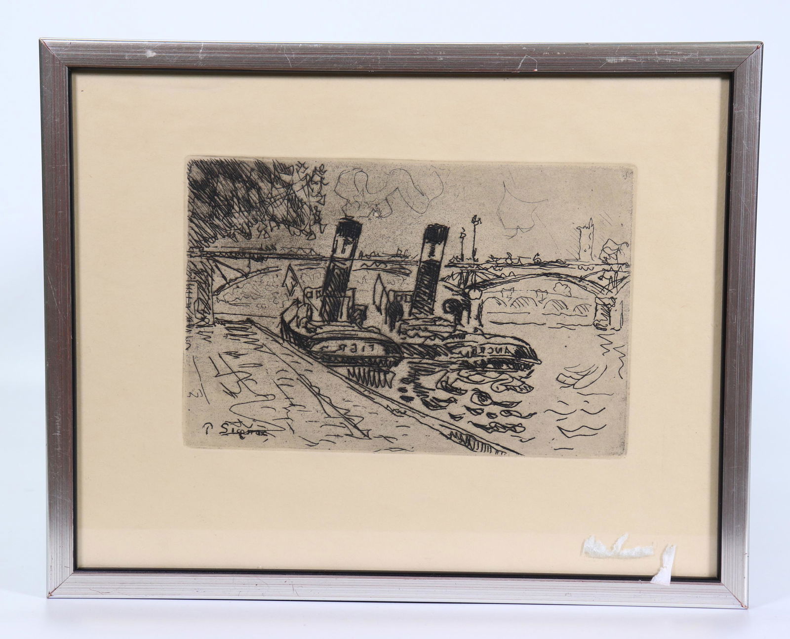 Paul Signac Etching Aqua Pont des Arts Tugboats (1 of 3)
