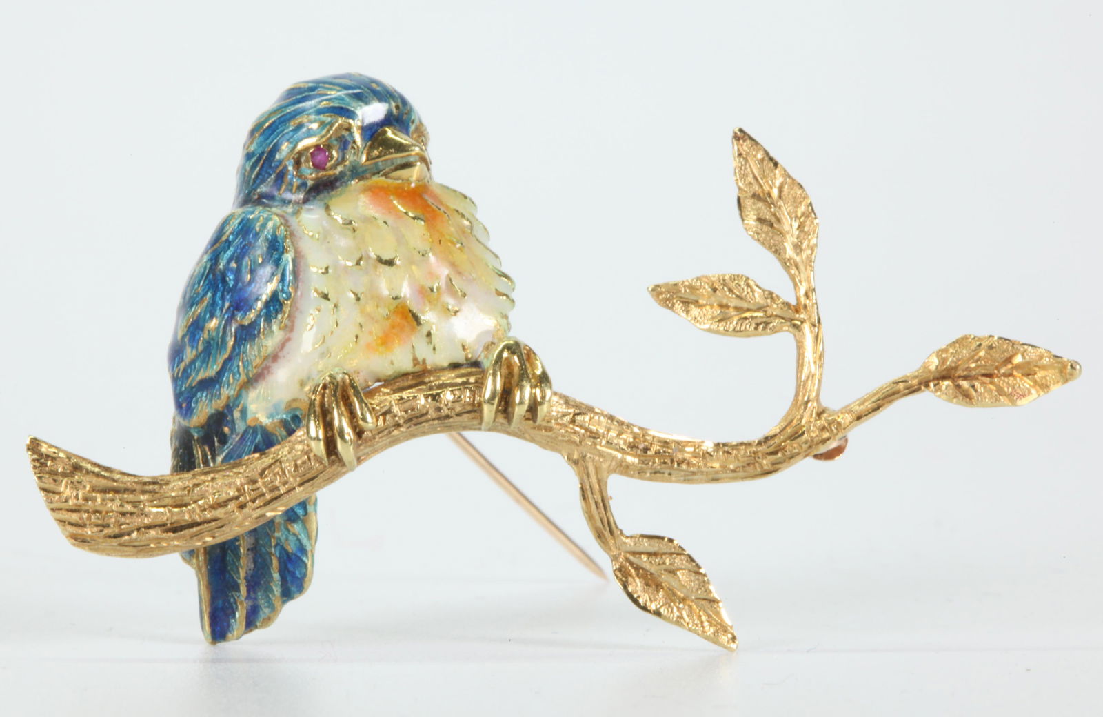 Cellino 18K Yellow Gold & Enamel Bird Pin (1 of 5)