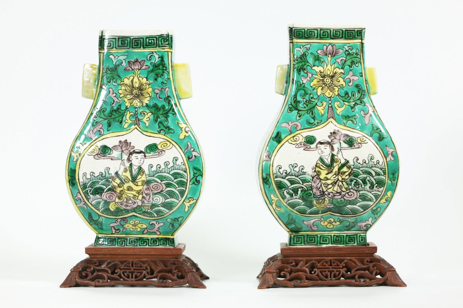 Mirror Pr Chinese Green Biscuit Porcelain Hu Vases (1 of 6)