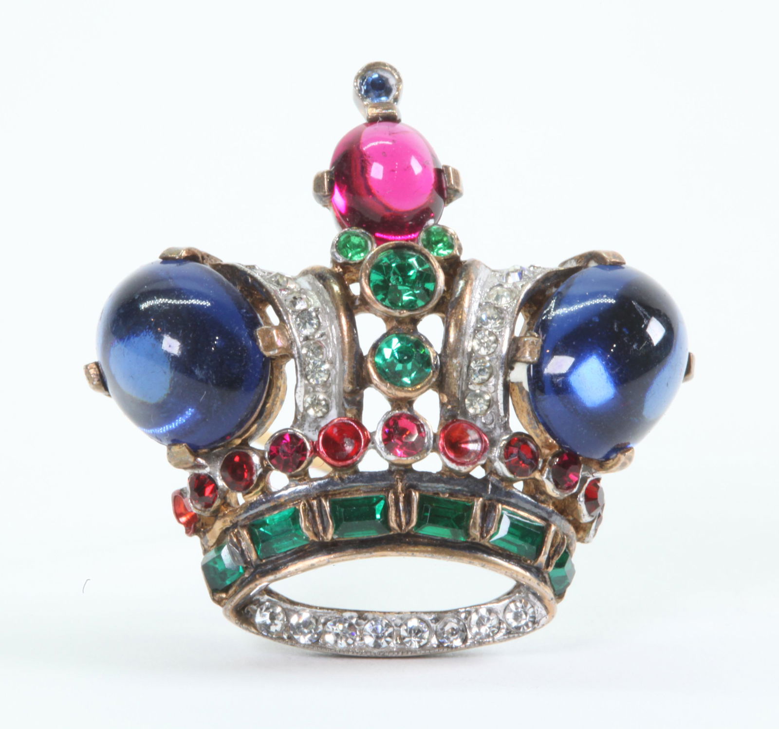 Vintage 1940's Trifari Sterling Hand-set Crown Pin (1 of 6)