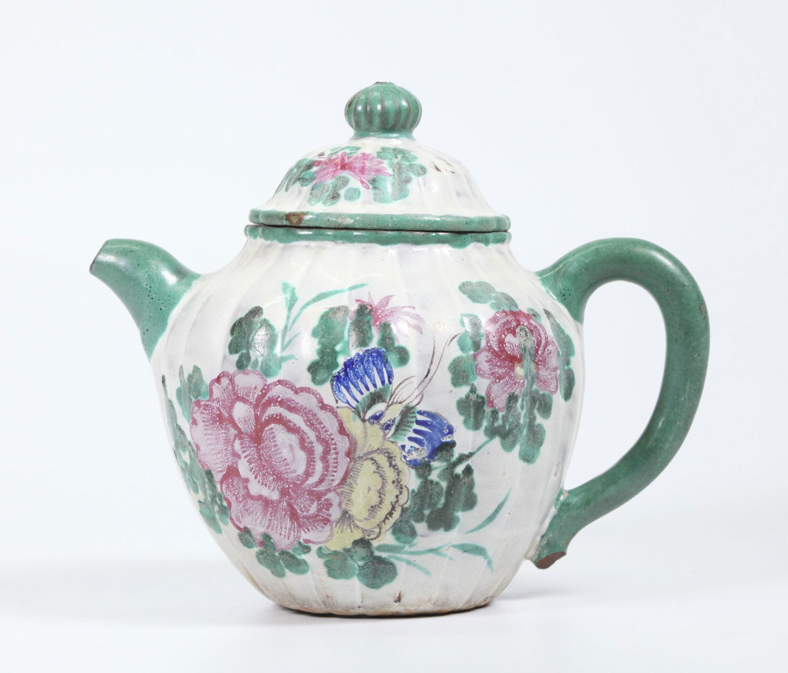 Chinese 19 C Enameled Yixing Chrysanthemum Teapot (1 of 5)