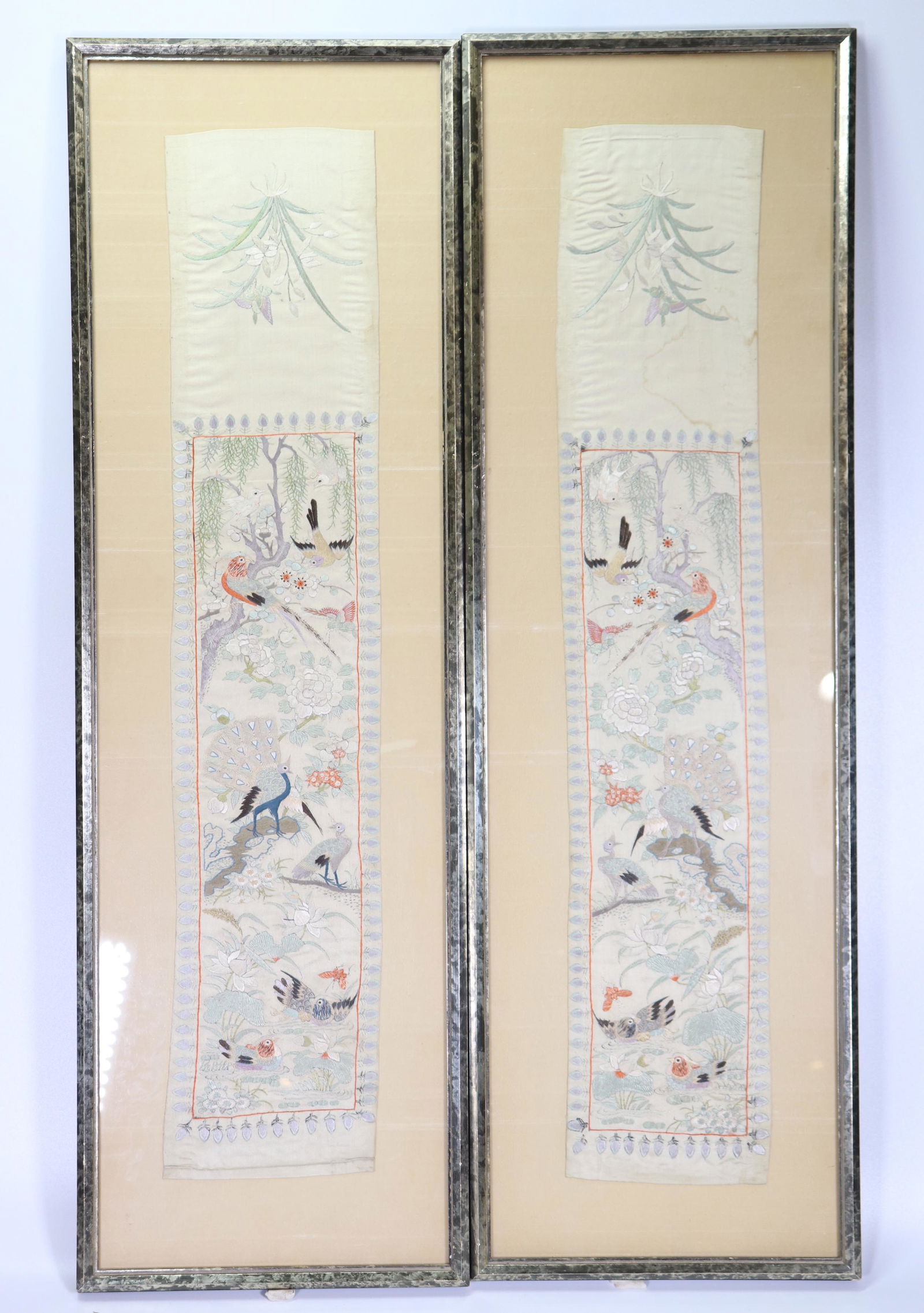 Pair Chinese Qing Embroidered Silk Sleeve Borders (1 of 6)