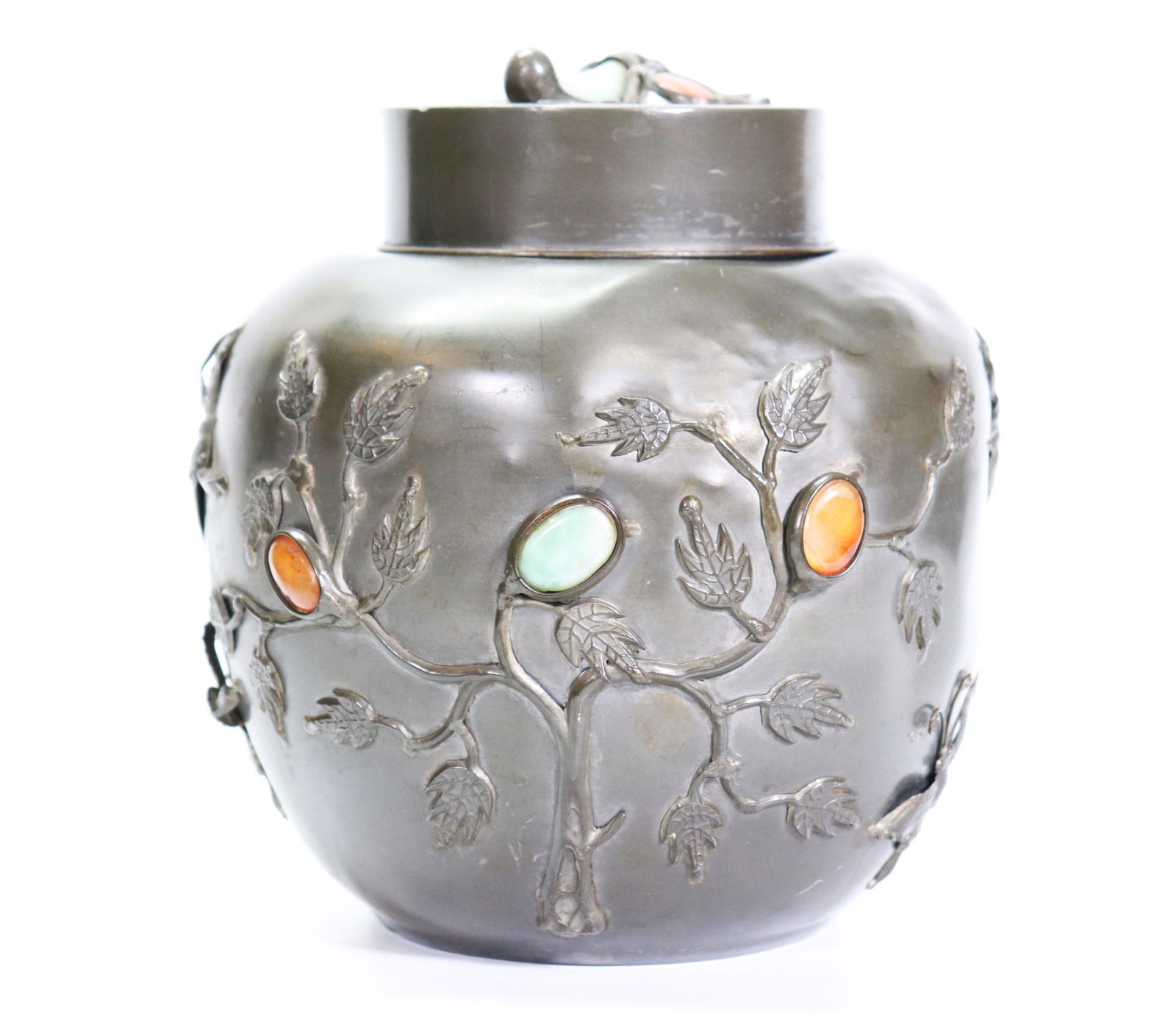 Chinese Late Qing Pewter Jade Jadeite Ginger Jar (1 of 7)