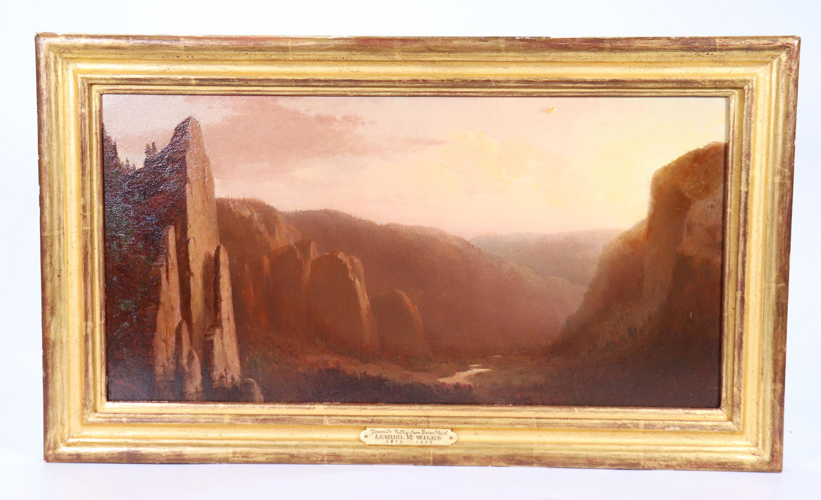 Lemuel Wiles; Oil Board 1876 Yosemite Landscape (1 of 6)