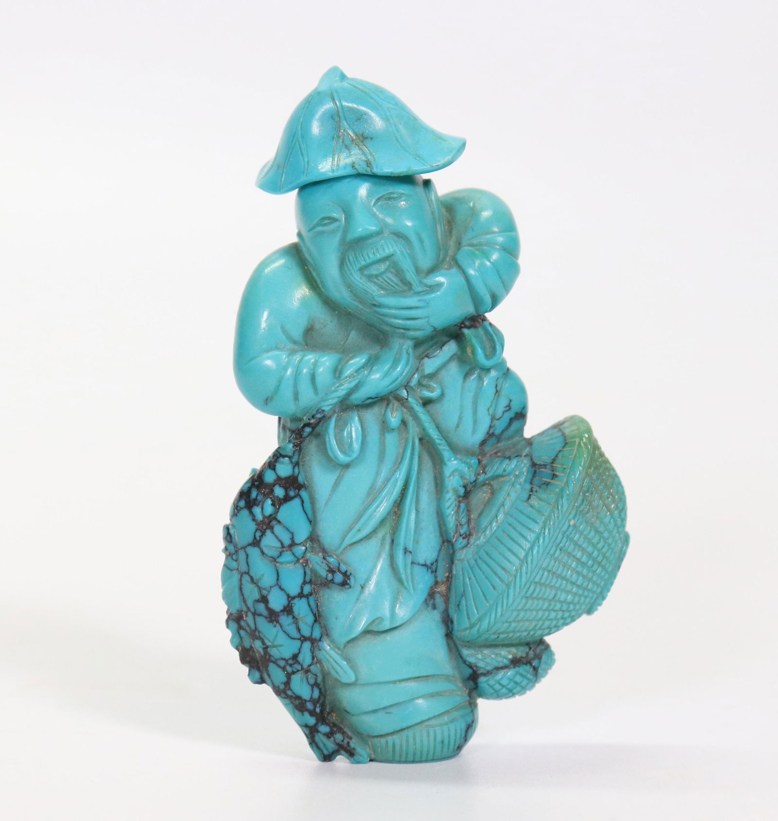 Chinese Turquoise Fisherman & Fish Snuff Bottle (1 of 5)