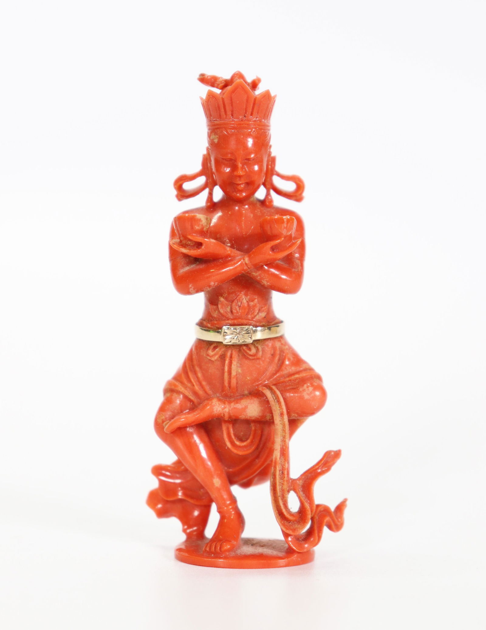 Chinese Coral Dancing Guanyin w Lotus Pods 39.6G (1 of 5)