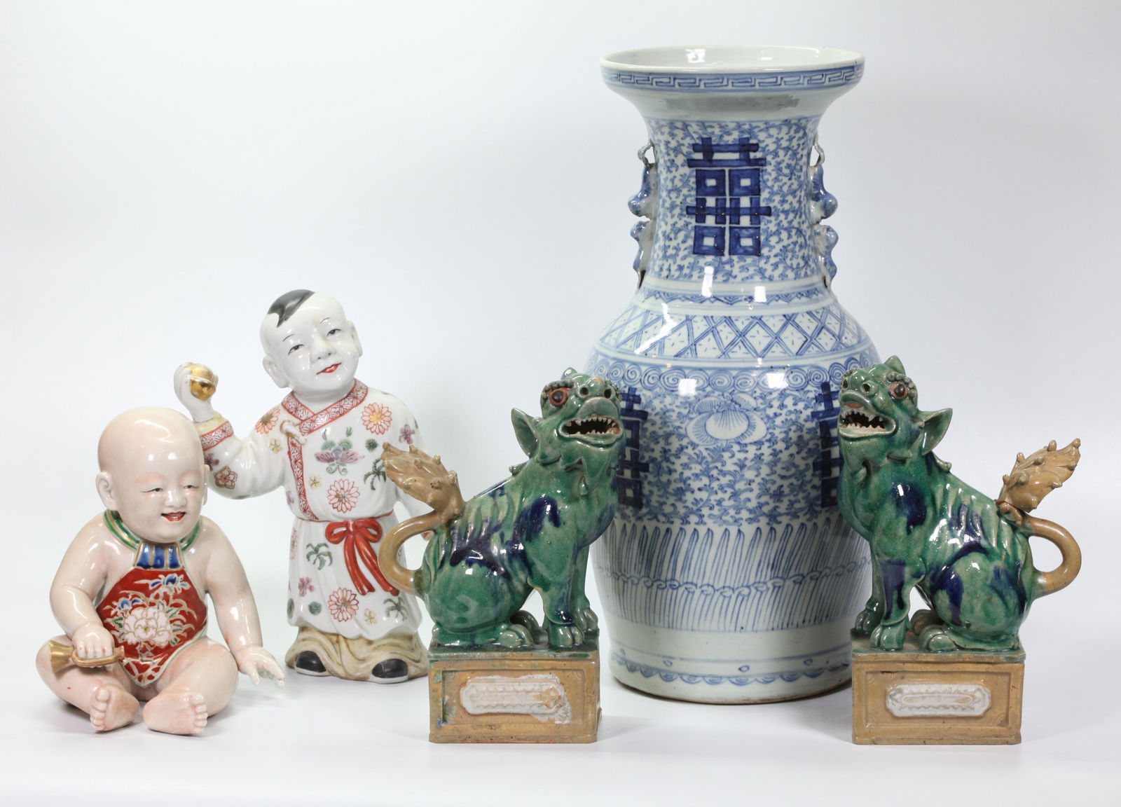 5 Chinese Porcelains; Blue White Verte 2 Shiwan (1 of 10)