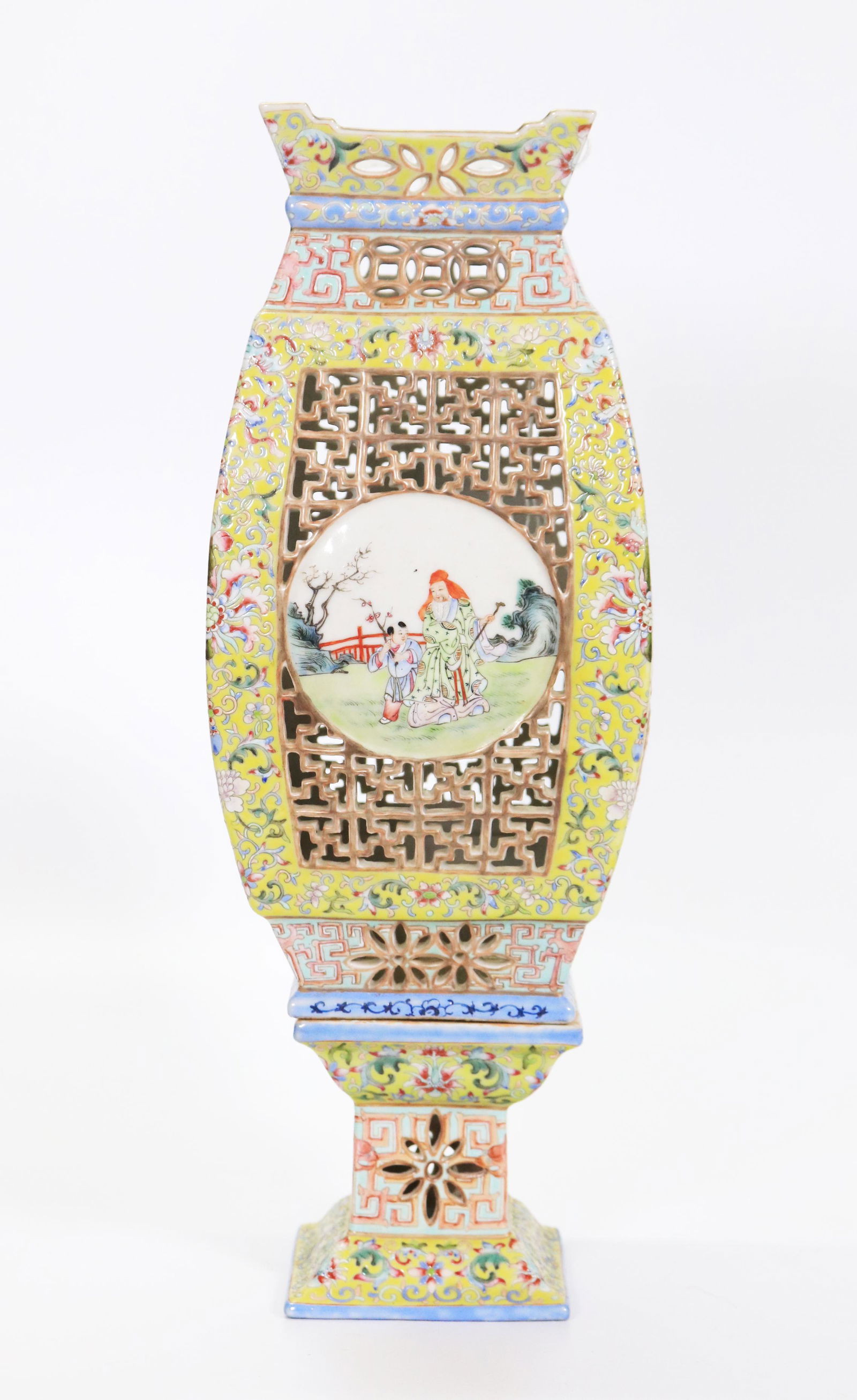 Chinese Famille Rose Porcelain 4 Side Lantern Lamp (1 of 6)