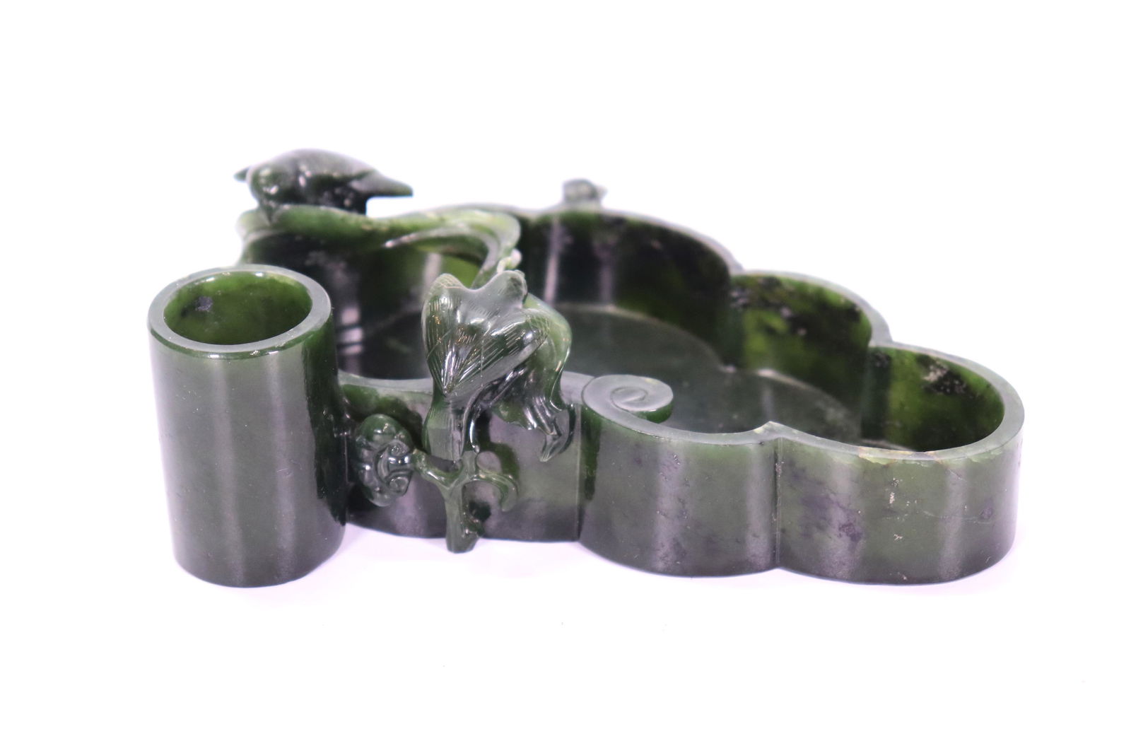 Chinese 18/19 C Green Jade Scholar's Brush Washer (1 of 5)