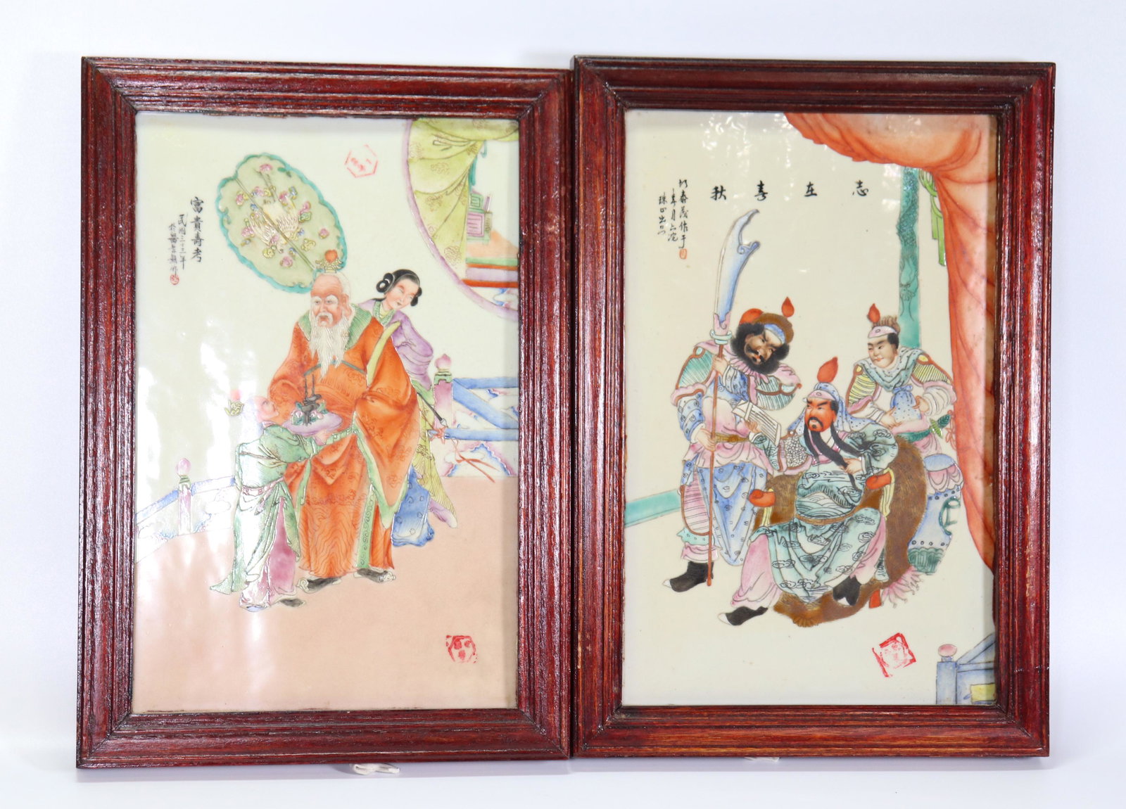 2 Chinese Famille Rose Porcelain Figural Plaques (1 of 5)