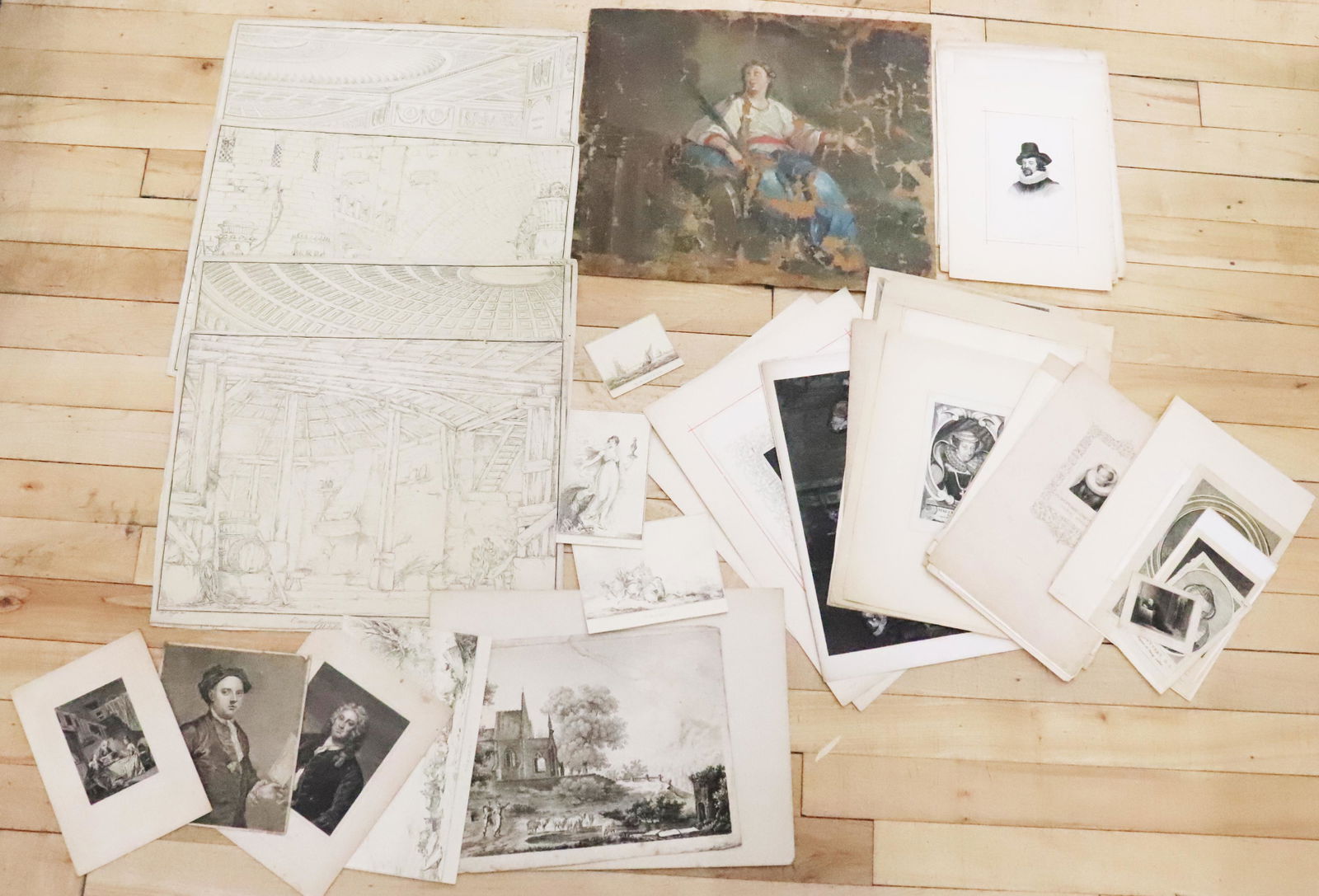 Group 18/19 C Etchings, Oil Canvas Sketch: Group 18 / 19 Century Etchings: collection of 24 etchings of Mary, Queen of Scots (Mary Stuart), collection of 6 etchings of Francis Bacon, 8 etchings by Antonio Basoli / Francesco Cocchi, 1810 Neocla