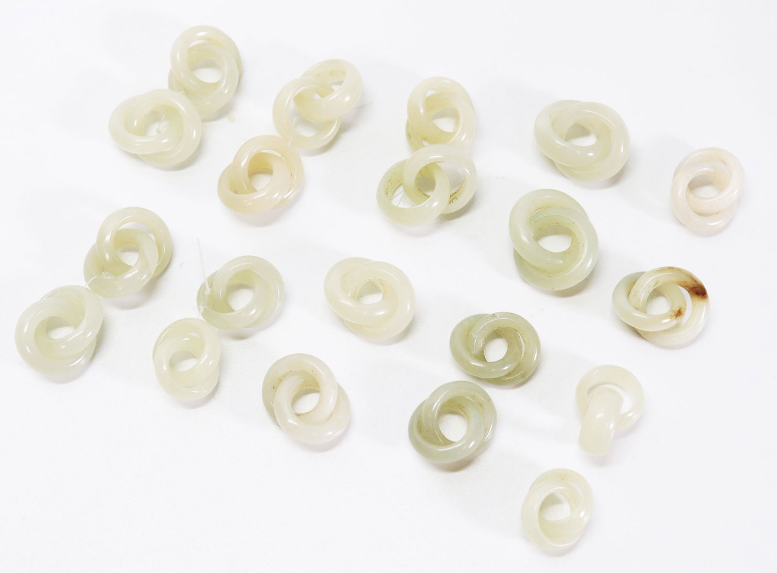 20 Chinese Warm White Jade Double Ring Earrings (1 of 5)