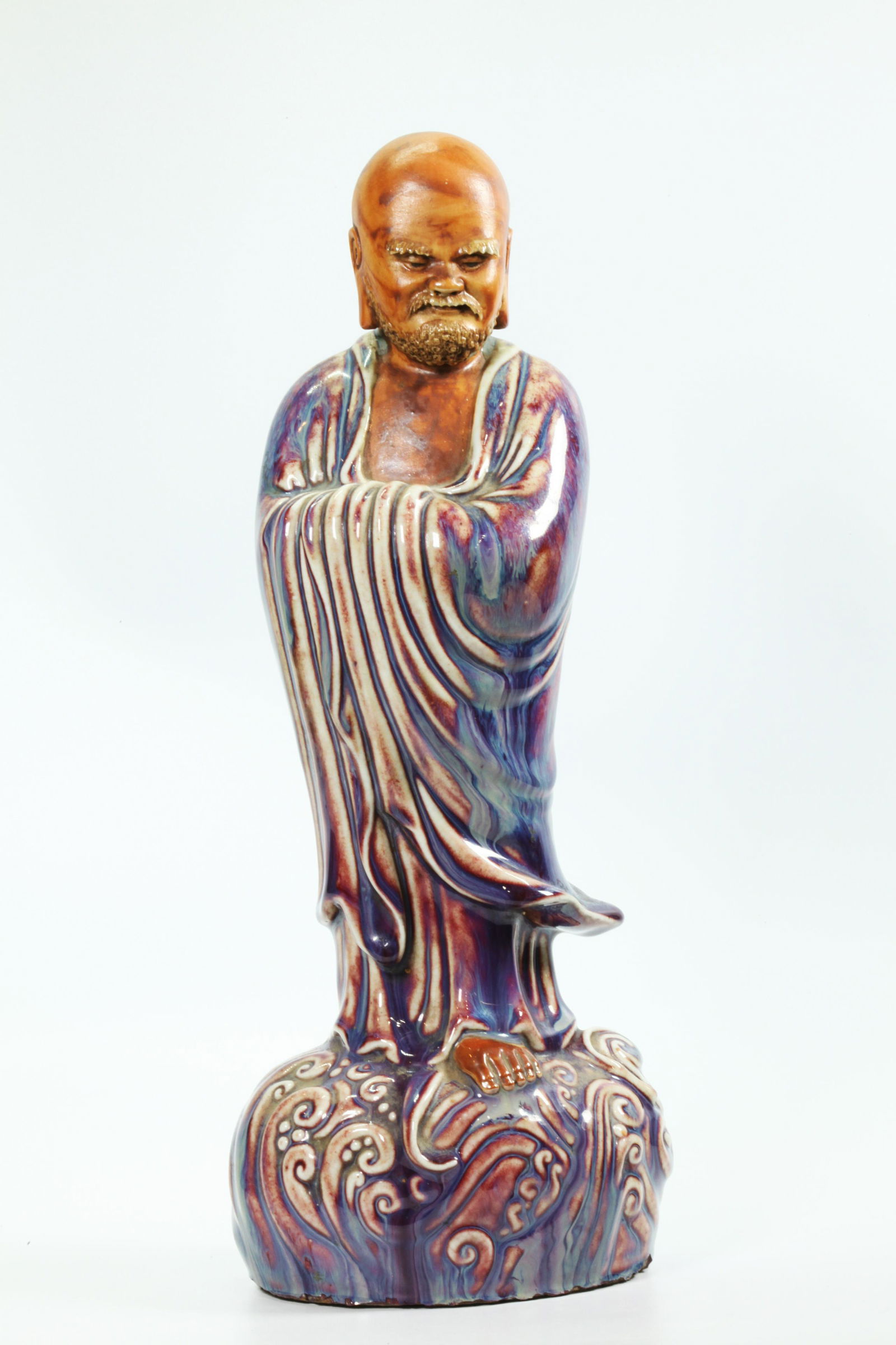 Chinese Flambe Glazed Porcelain Bodhidharma Lohan (1 of 5)