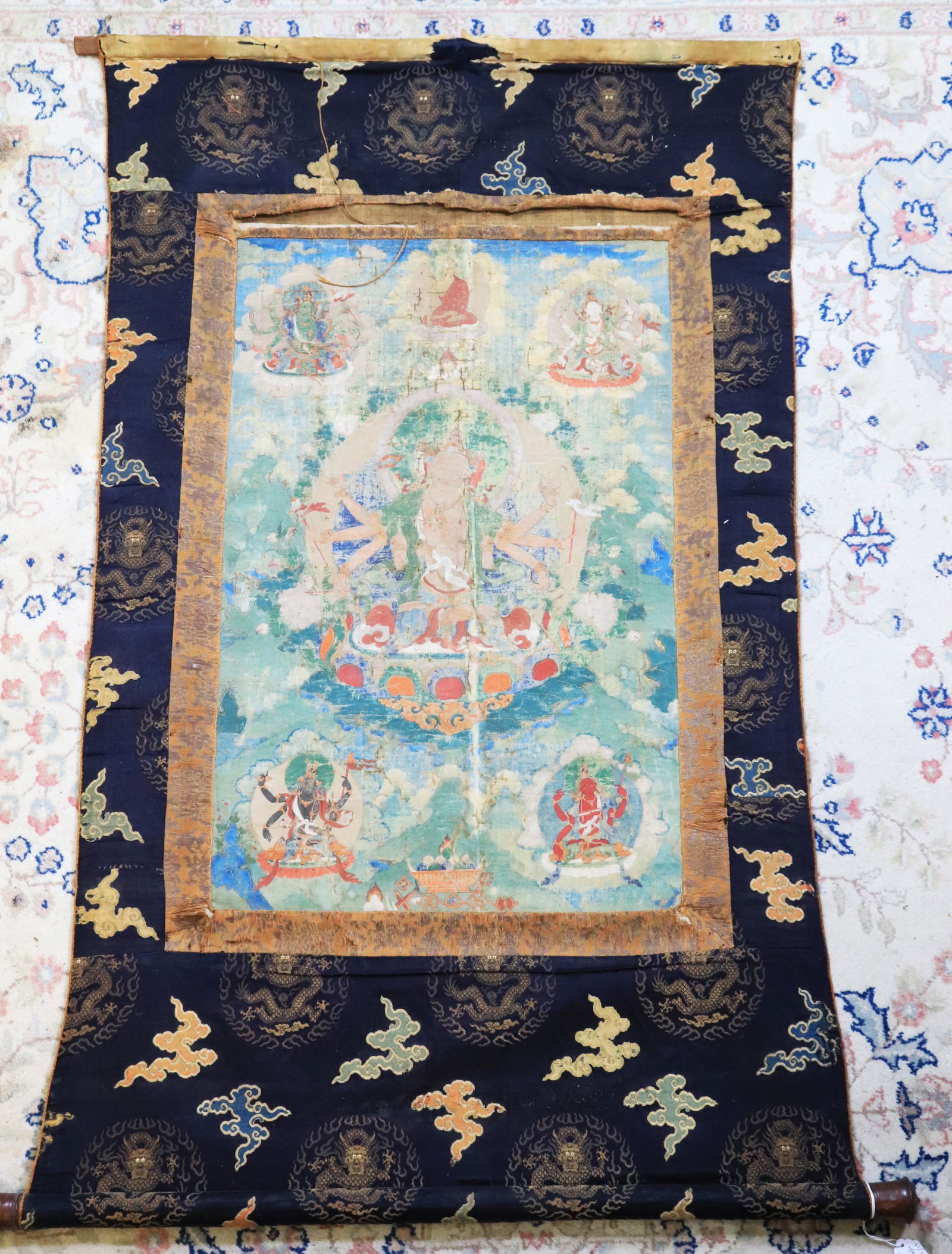 Tibetan 18 C Thangka Avalokiteshvara Brocade Edge (1 of 5)