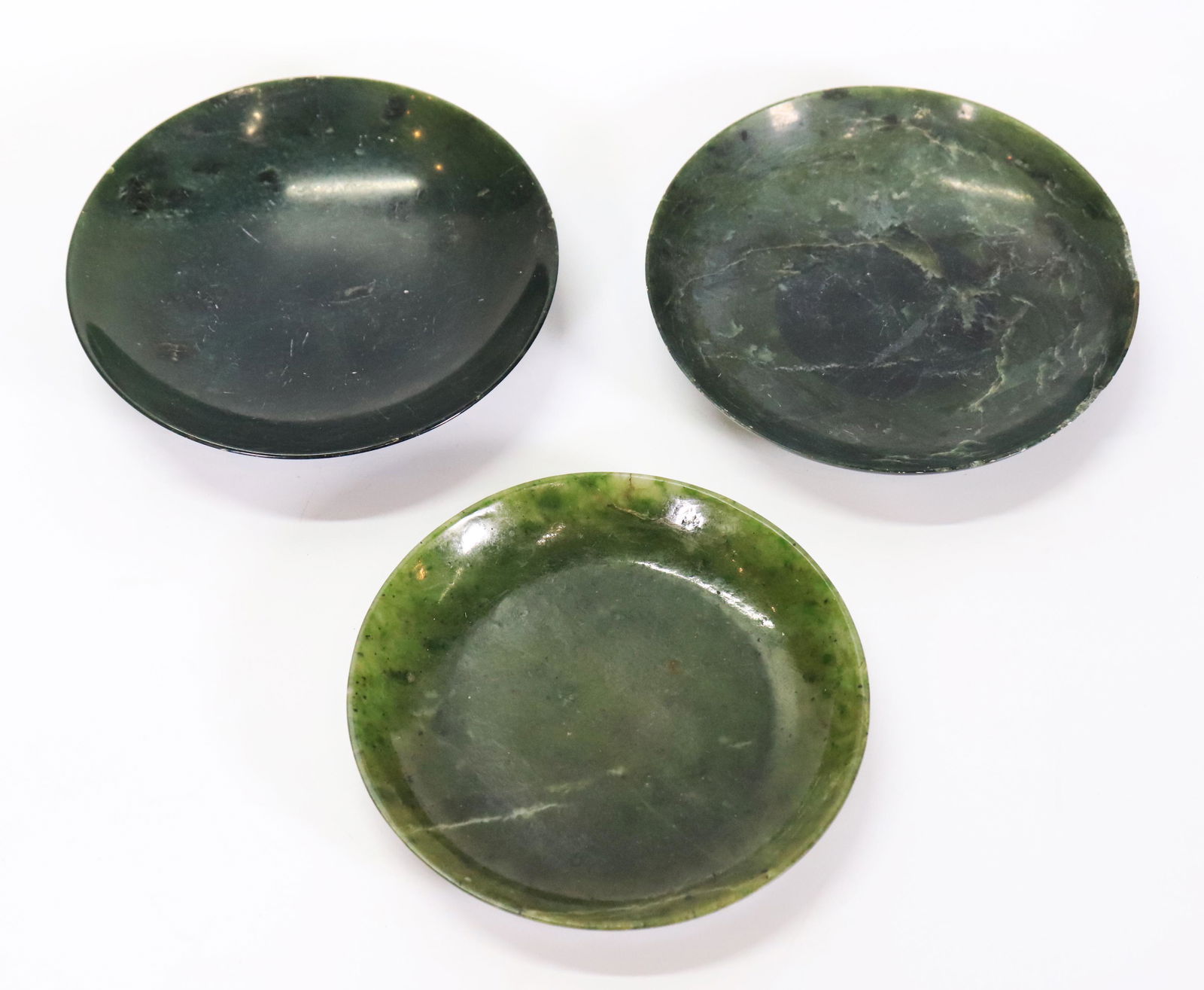 Chinese Green Jade Plate; 2 Austrian Stone Plates (1 of 3)