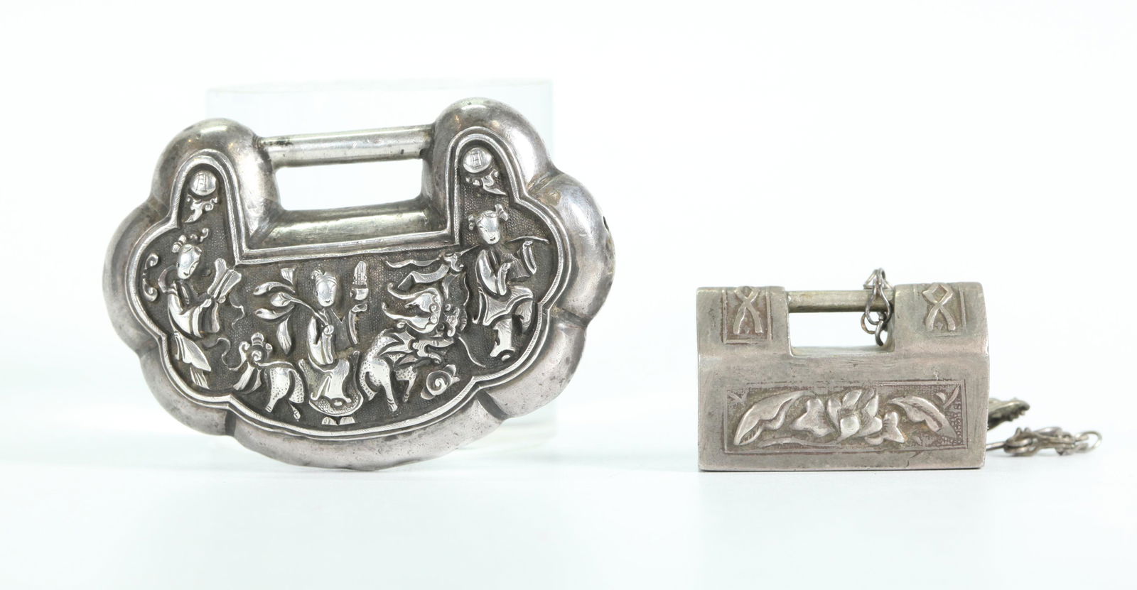 2 Chinese Silver Qing "Lock" Pendants; 62.9G (1 of 7)