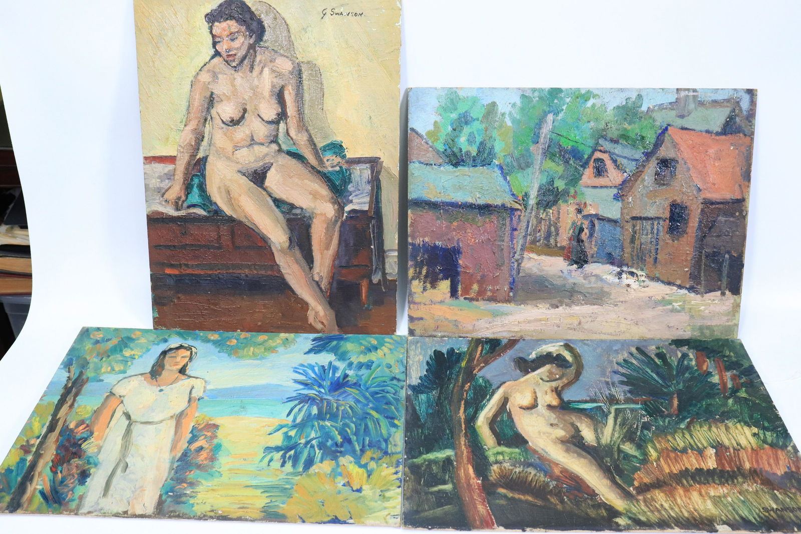 George Swanson; 4 Oil Paintings 2 are Female Nudes (1 of 7)