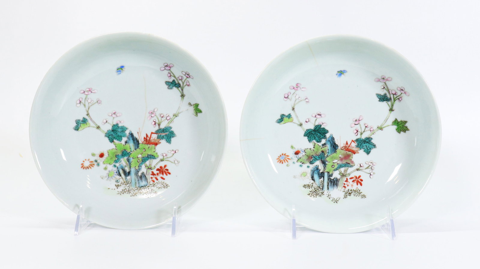 Pair Chinese Qing Famille Rose Porcelain Dishes (1 of 5)