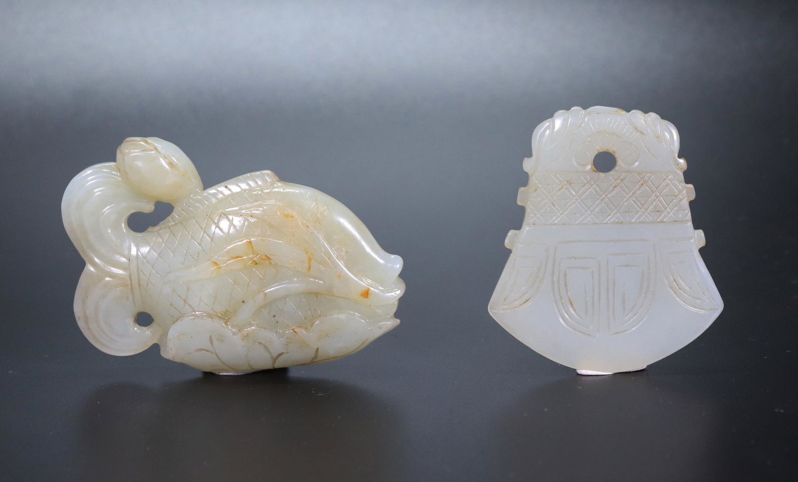 2 Chinese Qing Dynasty Jades; White & Pale Celadon (1 of 6)