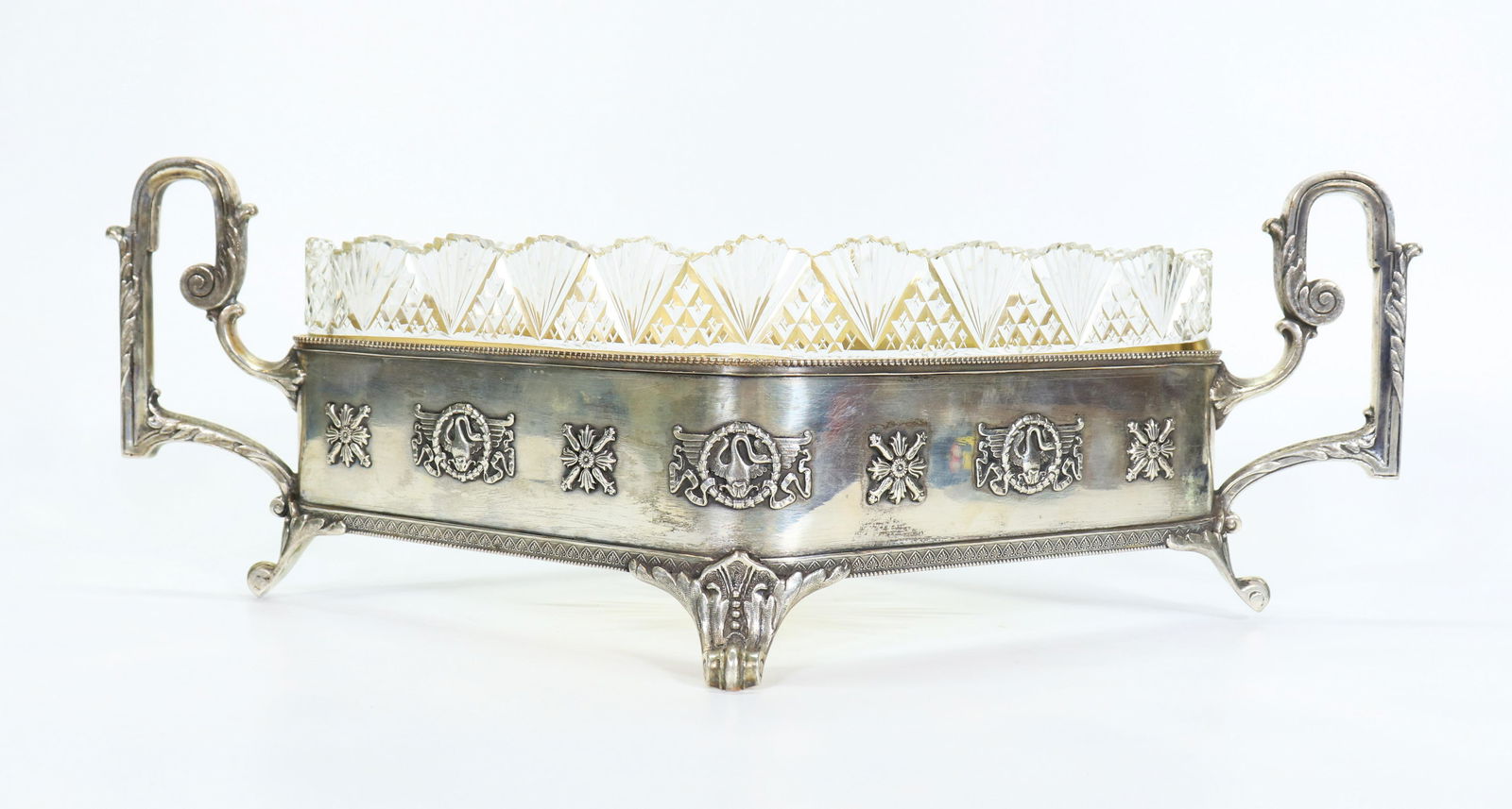 Russian Faberge Silver & Cut Glass Lozenge Basket (1 of 8)